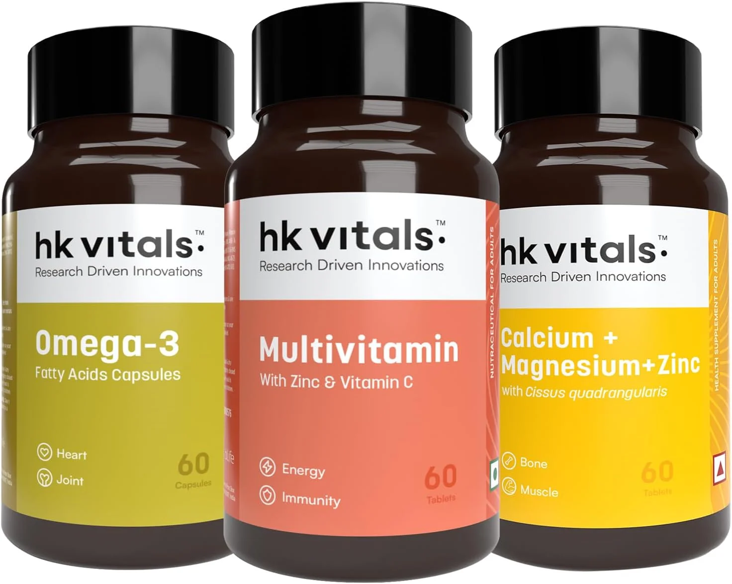 مکمل روغن ماهی امگا 3 HealthKart HK Vitals، 1000 میلی گرم امگا 3 با 180 میلی گرم EPA و 120 میلی گرم DHA، مولتی ویتامین با مواد معدنی، کلسیم، منیزیم و روی به همراه ویتامین D3، 60 قرص (بسته ترکیبی) مکمل روغن ماهی امگا 3 HealthKart HK Vitals، 1000 میلی گرم امگا 3 با 180 میلی گرم EPA و 120 میلی گرم DHA، مولتی ویتامین با مواد معدنی، کلسیم، منیزیم و روی به همراه ویتامین D3، 60 قرص (بسته ترکیبی)