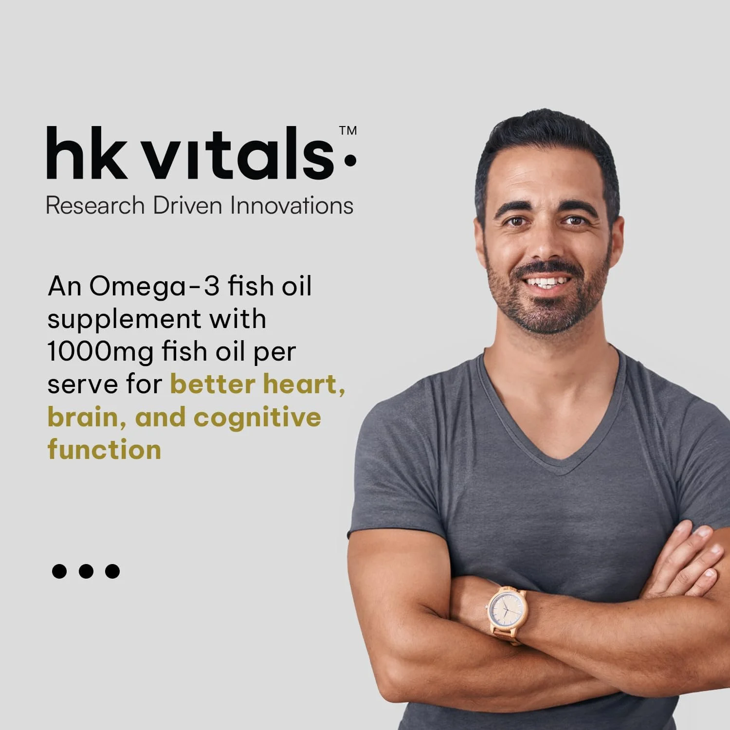 کپسول امگا 3 سالمون HealthKart HK Vitals، 60 عدد، 1000 میلی گرم روغن ماهی امگا 3 برای مردان و زنان با 180 میلی گرم EPA و 120 میلی گرم DHA، برای سلامت مفاصل، مغز و چشم، 60 امگا 3 سالمون