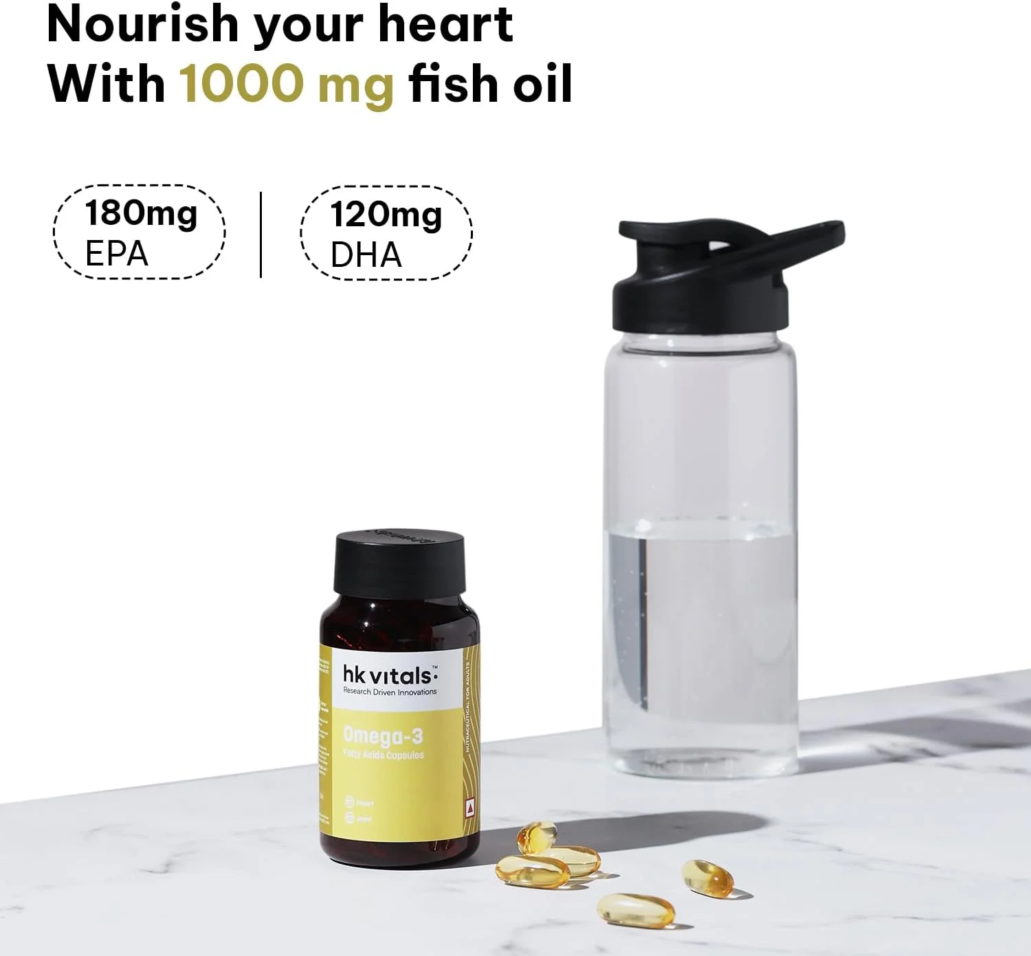 امگا 3 هلث کارت HK Vitals، 1000 میلی گرم امگا 3 با 180 میلی گرم EPA و 120 میلی گرم DHA، برای سلامت مغز، قلب، چشم و مفاصل، 90 کپسول روغن ماهی امگا 3 هلث کارت HK Vitals، 1000 میلی گرم امگا 3 با 180 میلی گرم EPA و 120 میلی گرم DHA، برای سلامت مغز، قلب، چشم و مفاصل، 90 کپسول روغن ماهی