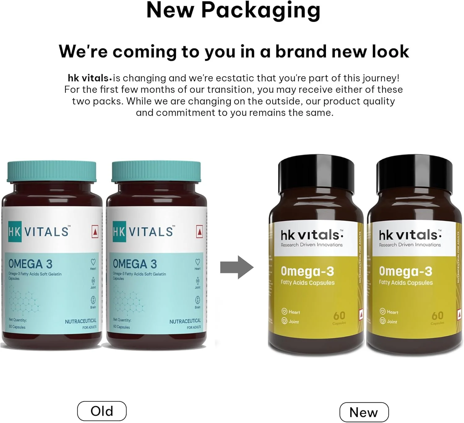 مکمل روغن ماهی امگا 3 اچ کی ویتالز هلث کارت، 1000 میلی گرم امگا 3 با 180 میلی گرم EPA و 120 میلی گرم DHA، برای سلامت مغز، قلب و مفاصل، 60 کپسول روغن ماهی (بسته 2 عددی)