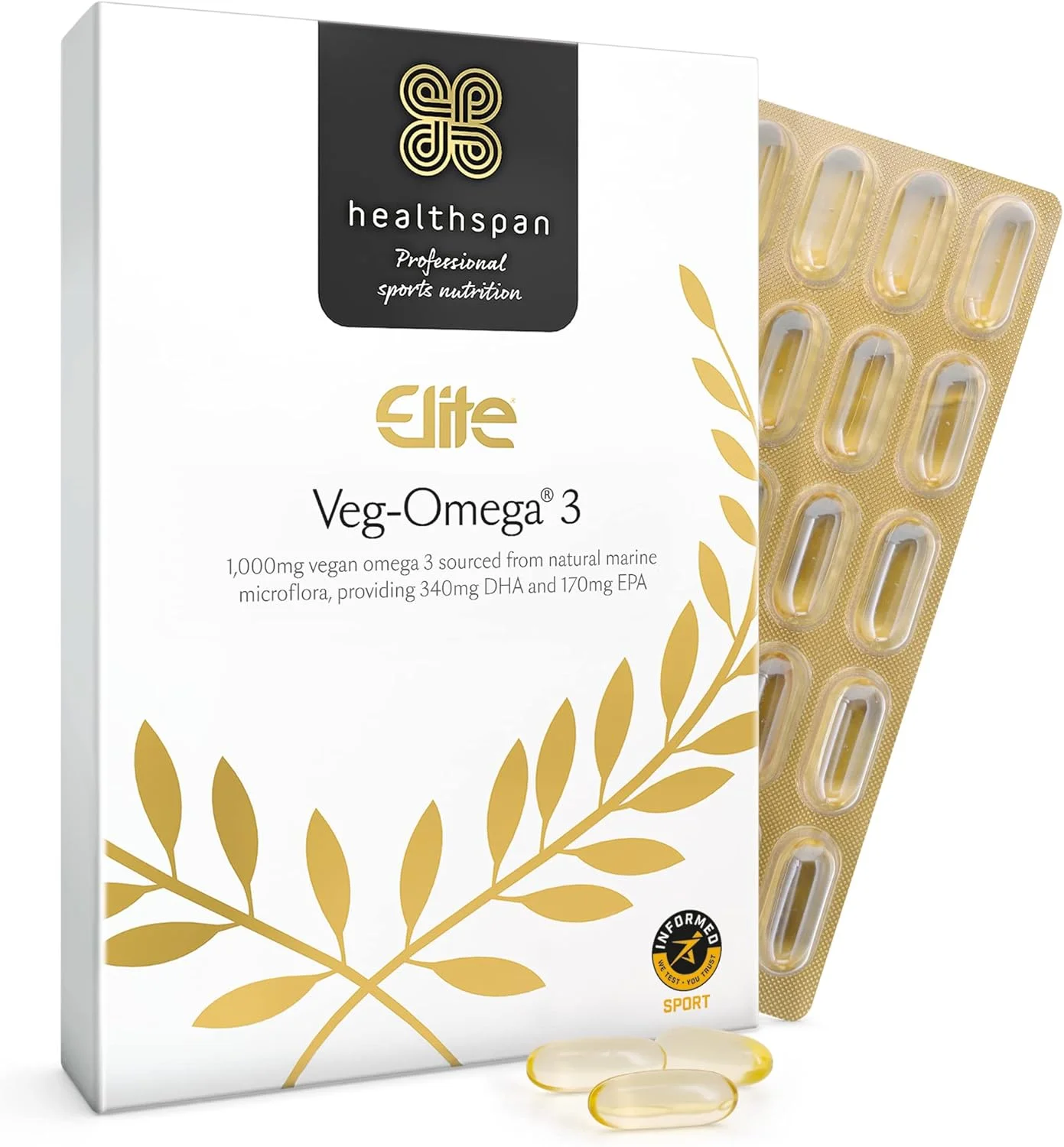 امگا 3 گیاهی الیت هلثاسپن 1000 میلیگرم (تامین 2 ماهه) | پشتیبانی از سلامت مغز، چشم و قلب | منبع پایدار | شریک رسمی آل بلکها | دارای تاییدیه Informed Sport | وگان امگا 3 گیاهی الیت هلثاسپن 1000 میلیگرم (تامین 2 ماهه) | پشتیبانی از سلامت مغز، چشم و قلب | منبع پایدار | شریک رسمی آل بلکها | دارای تاییدیه Informed Sport | وگان