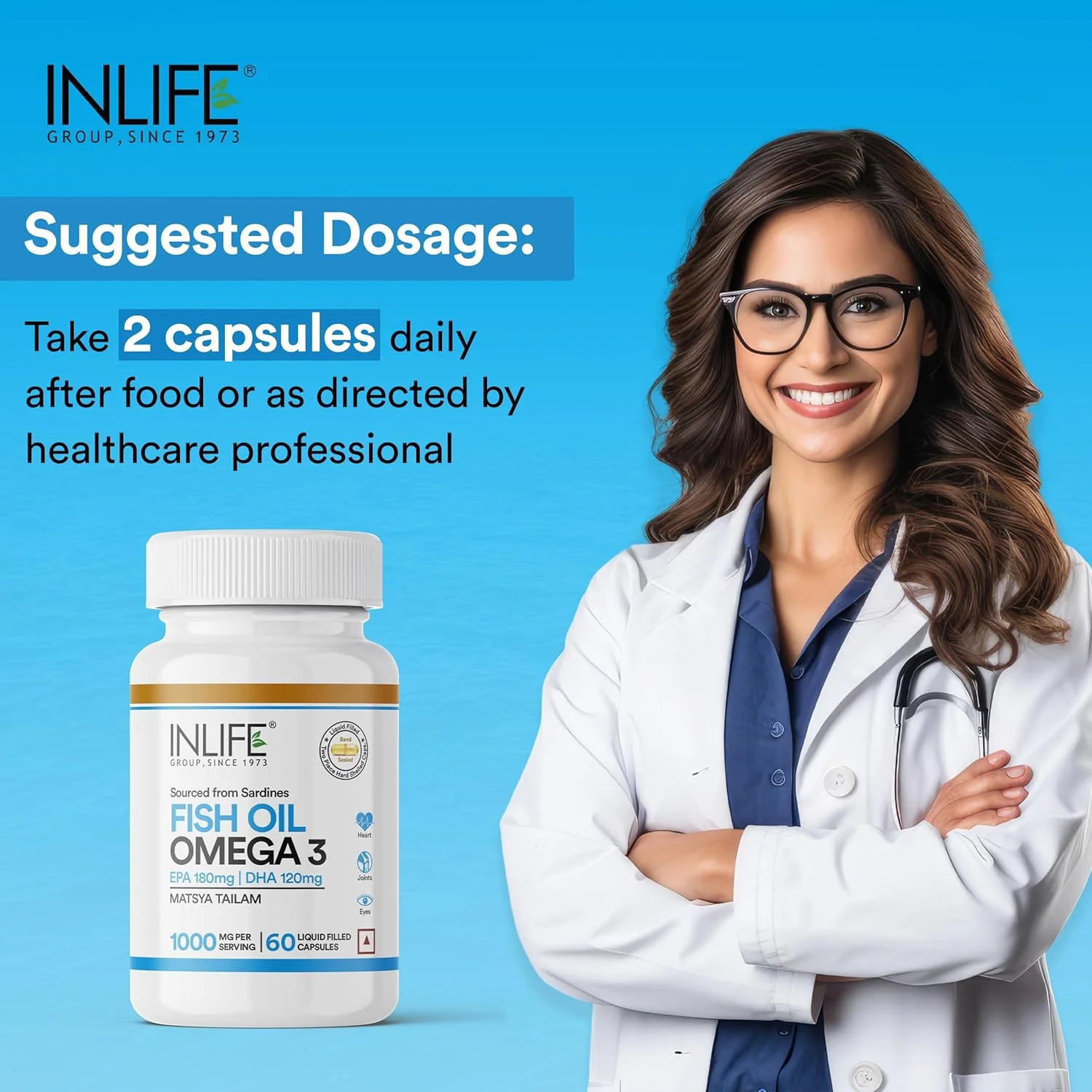 روغن ماهی امگا 3 حاوی EPA 180 میلی گرم و DHA 120 میلی گرم برای آقایان و بانوان 500 میلی گرم - 60 کپسول مایع