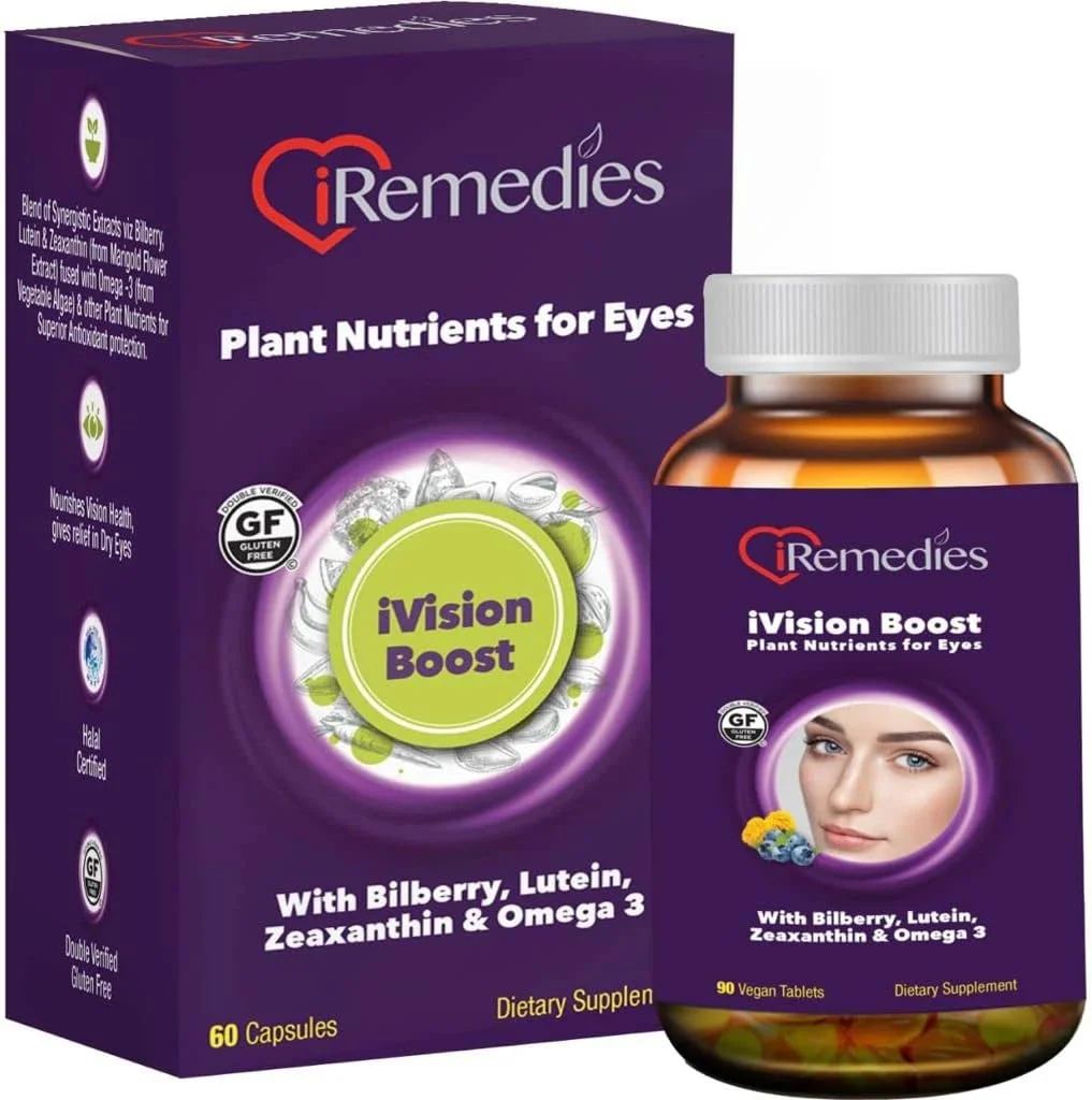مکمل تقویت بینایی iRemedies iVision Boost - حاوی لوتئین، زآگزانتین و آنتی اکسیدان ها برای پشتیبانی از بینایی - 60 کپسول مکمل تقویت بینایی iRemedies iVision Boost - حاوی لوتئین، زآگزانتین و آنتی اکسیدان ها برای پشتیبانی از بینایی - 60 کپسول