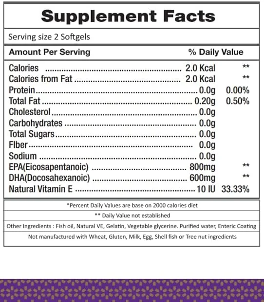 کپسول های نرم امگا 3 با پوشش روده ای iRemedies - 800 میلی گرم، DHA 600 میلی گرم