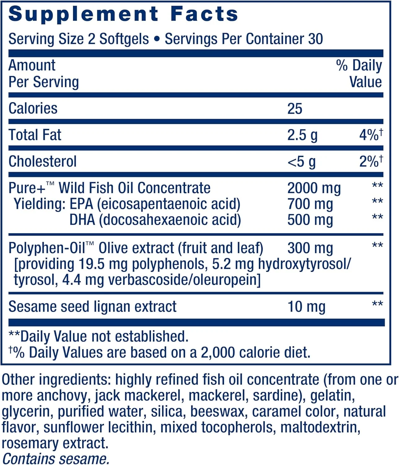 لایف اکستنشن سوپر امگا 3 (روغن ماهی) EPA/DHA با لیگنان کنجد و عصاره زیتون، 60 سافت ژل