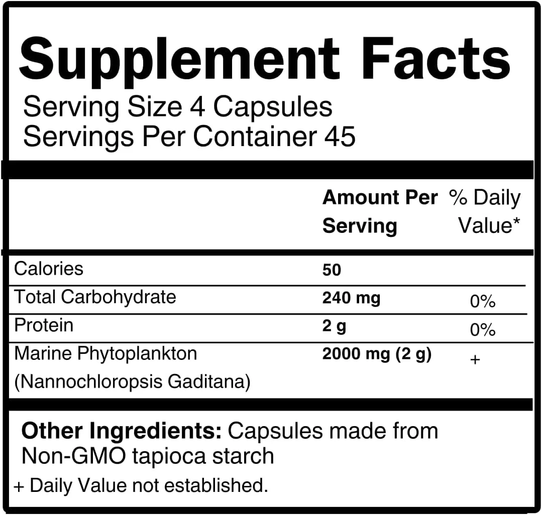 کپسول پودر فیتوپلانکتون دریایی گیاهی حاوی امگا 3 EPA و انرژی ATP (180 کپسول گیاهی)