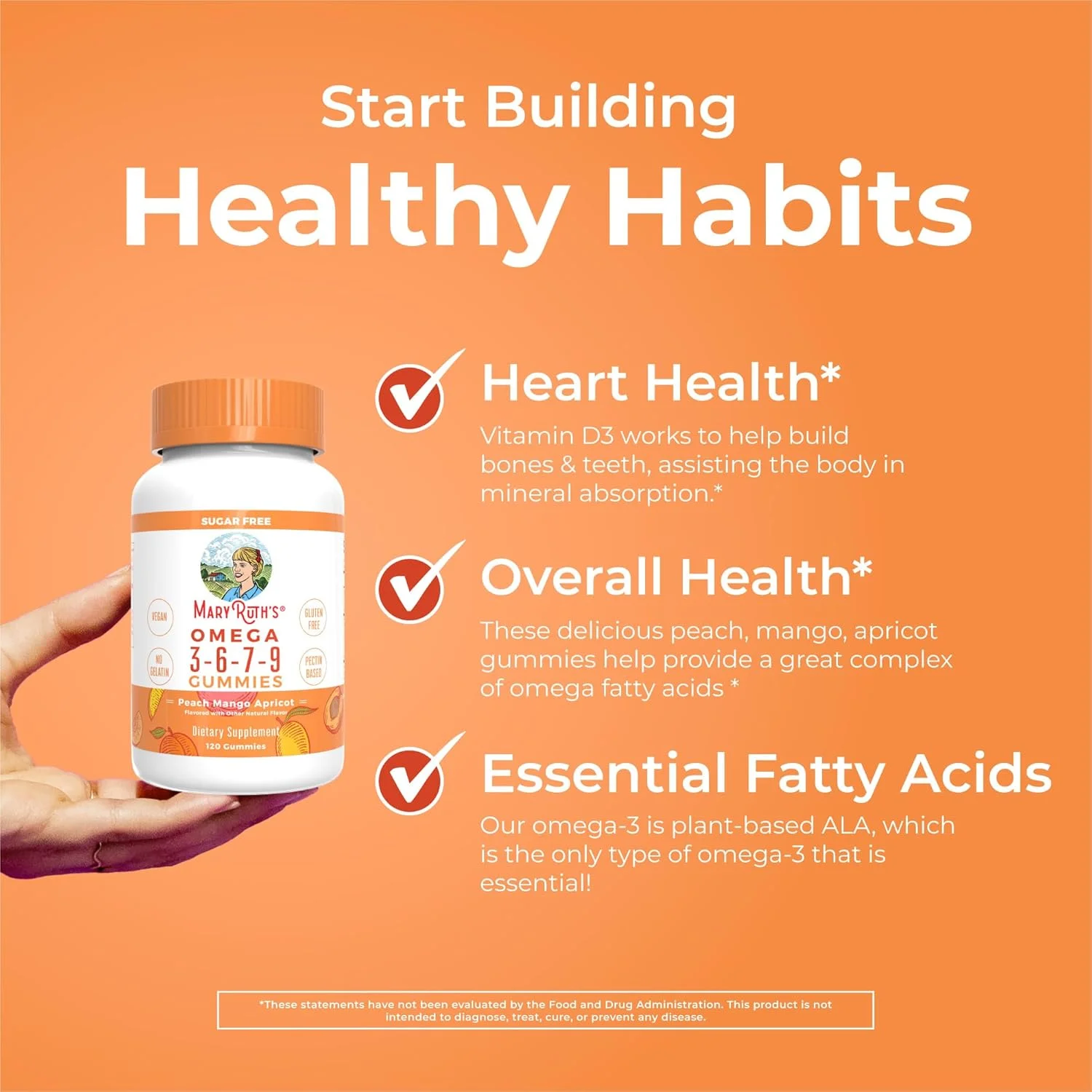 مکمل گیاهی امگا 3-6-7-9 MaryRuth Organics (بر پایه گیاهی)، جویدنی، غیر تراریخته، بدون گلوتن، مناسب برای مردان، زنان و کودکان، بدون ماهی، بدون کریل، بدون شکر (120 عدد)