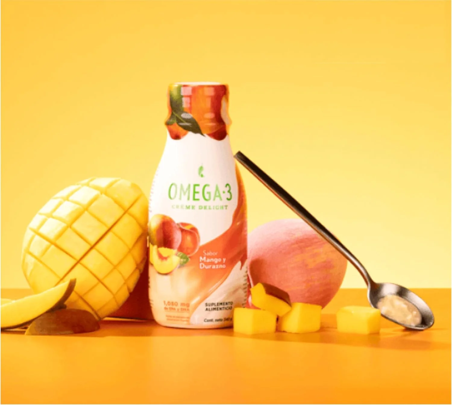 کرم امگا 3 ملالوکا با طعم دلپذیر هلو و انبه، 355 میلی لیتر