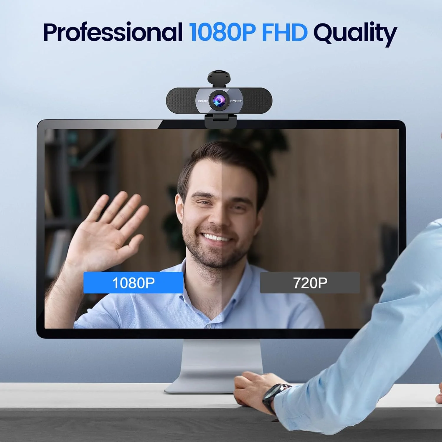 وب کم EMEET 1080P مدل C960 با 2 میکروفون حذف نویز و پوشش حریم خصوصی، دوربین کامپیوتر با زاویه دید 90 درجه، وب کم USB با قابلیت اتصال آسان برای تماس/کنفرانس، زوم/اسکایپ/یوتیوب، لپ تاپ/رومیزی، خاکستری