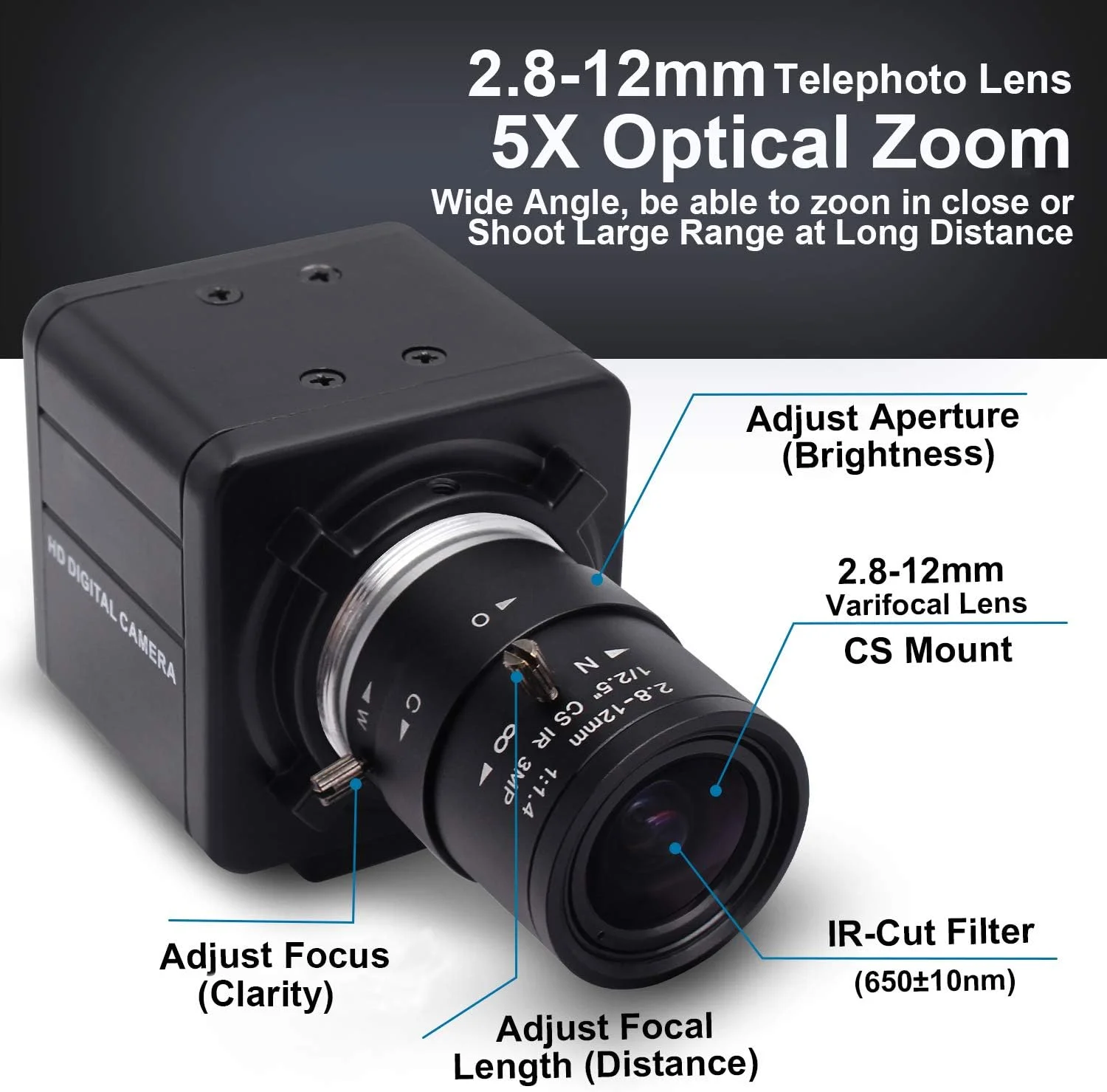 دوربین USB مدل SVPRO 1080P با لنز واریفوکال زوم 2.8-12 میلیمتری، فوکوس دستی، سنسور IMX323، وبکم زوم با نور کم، دوربین کامپیوتر خارجی USB با قابلیت اتصال و پخش آسان برای کامپیوتر شخصی و لپتاپ، پشتیبانی از H.264 دوربین USB مدل SVPRO 1080P با لنز واریفوکال زوم 2.8-12 میلیمتری، فوکوس دستی، سنسور IMX323، وبکم زوم با نور کم، دوربین کامپیوتر خارجی USB با قابلیت اتصال و پخش آسان برای کامپیوتر شخصی و لپتاپ، پشتیبانی از H.264