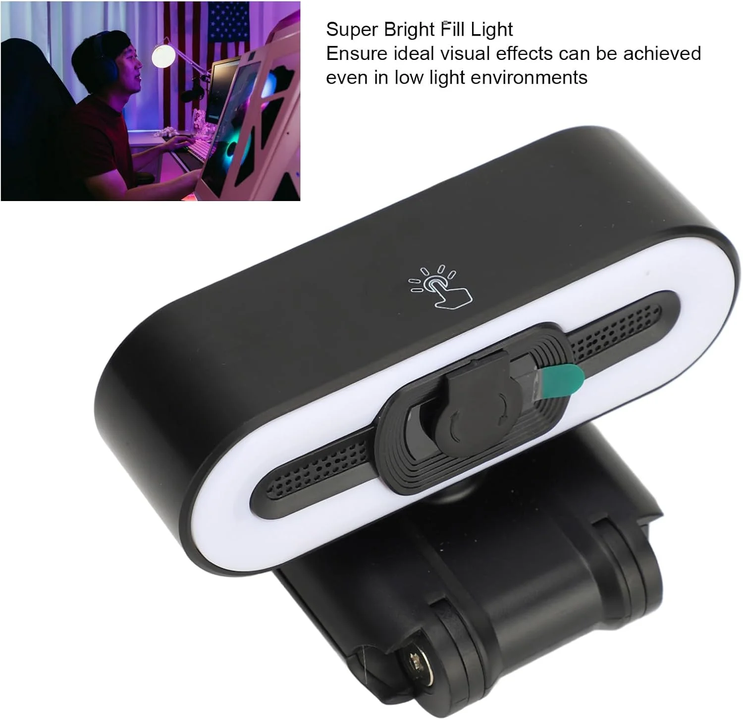 وب کم 4K، وب کم USB با رزولوشن 3840x2140، میکروفون داخلی، نور تکمیلی، دوربین وب کامپیوتر USB برای استریم، آموزش آنلاین، تماس ویدیویی وب کم 4K، وب کم USB با رزولوشن 3840x2140، میکروفون داخلی، نور تکمیلی، دوربین وب کامپیوتر USB برای استریم، آموزش آنلاین، تماس ویدیویی