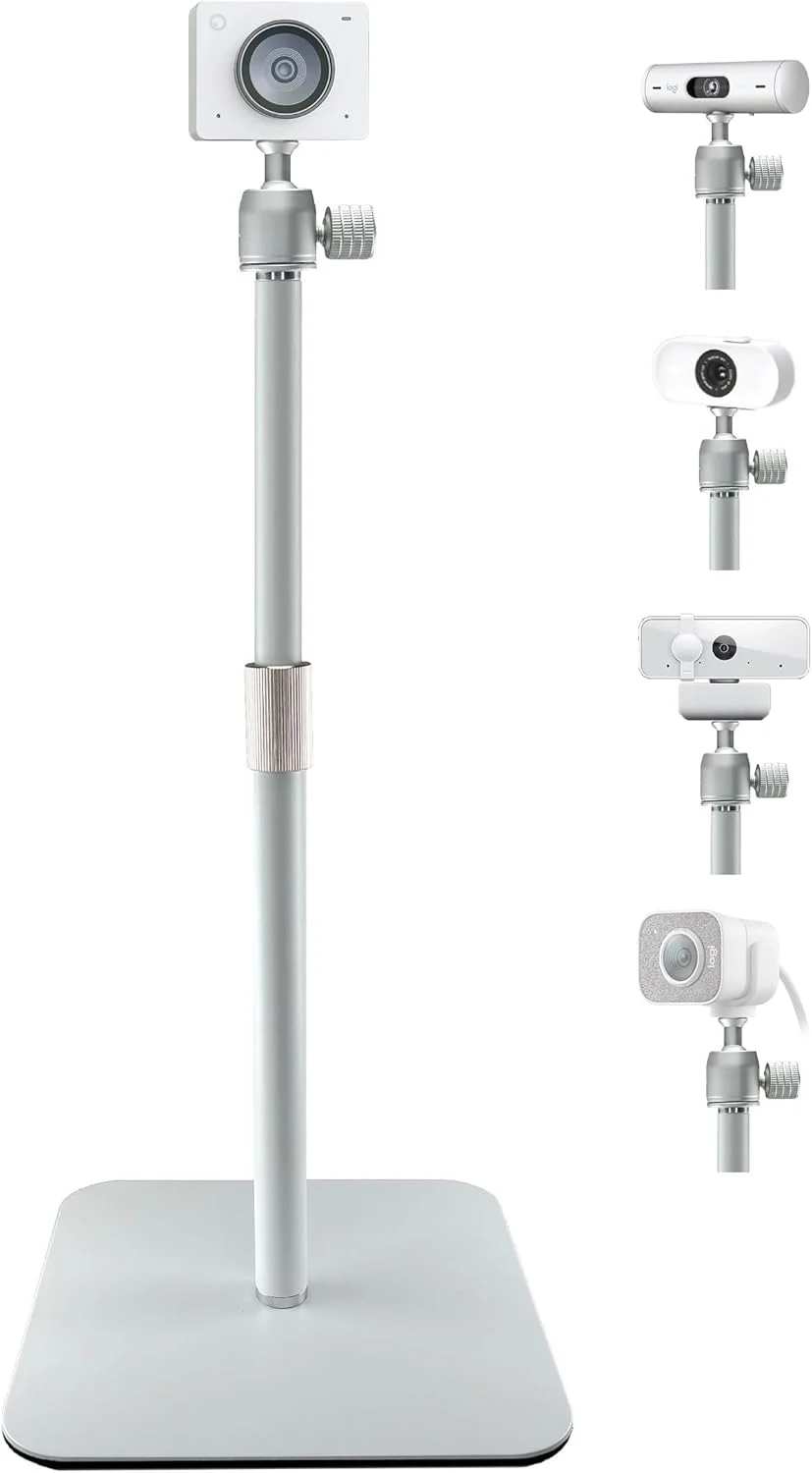 پایه وبکم سفید AceTaken برای وبکمهای Logitech Brio 500، StreamCam، Lenovo، Nexigo سفید پایه وبکم سفید AceTaken برای وبکمهای Logitech Brio 500، StreamCam، Lenovo، Nexigo سفید