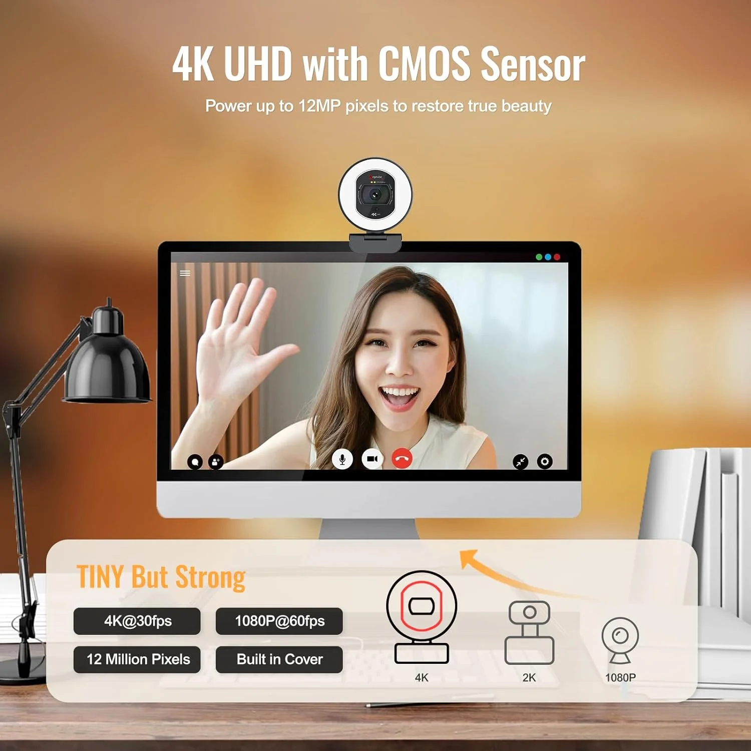 وب کم 4K با نور Angetube - دوربین استریمینگ برای کامپیوتر با میکروفون دوگانه حذف نویز AI، فوکوس خودکار و محافظت از حریم خصوصی داخلی. وب کم USB 1080P 60FPS برای لپ تاپ و مک وب کم 4K با نور Angetube - دوربین استریمینگ برای کامپیوتر با میکروفون دوگانه حذف نویز AI، فوکوس خودکار و محافظت از حریم خصوصی داخلی. وب کم USB 1080P 60FPS برای لپ تاپ و مک