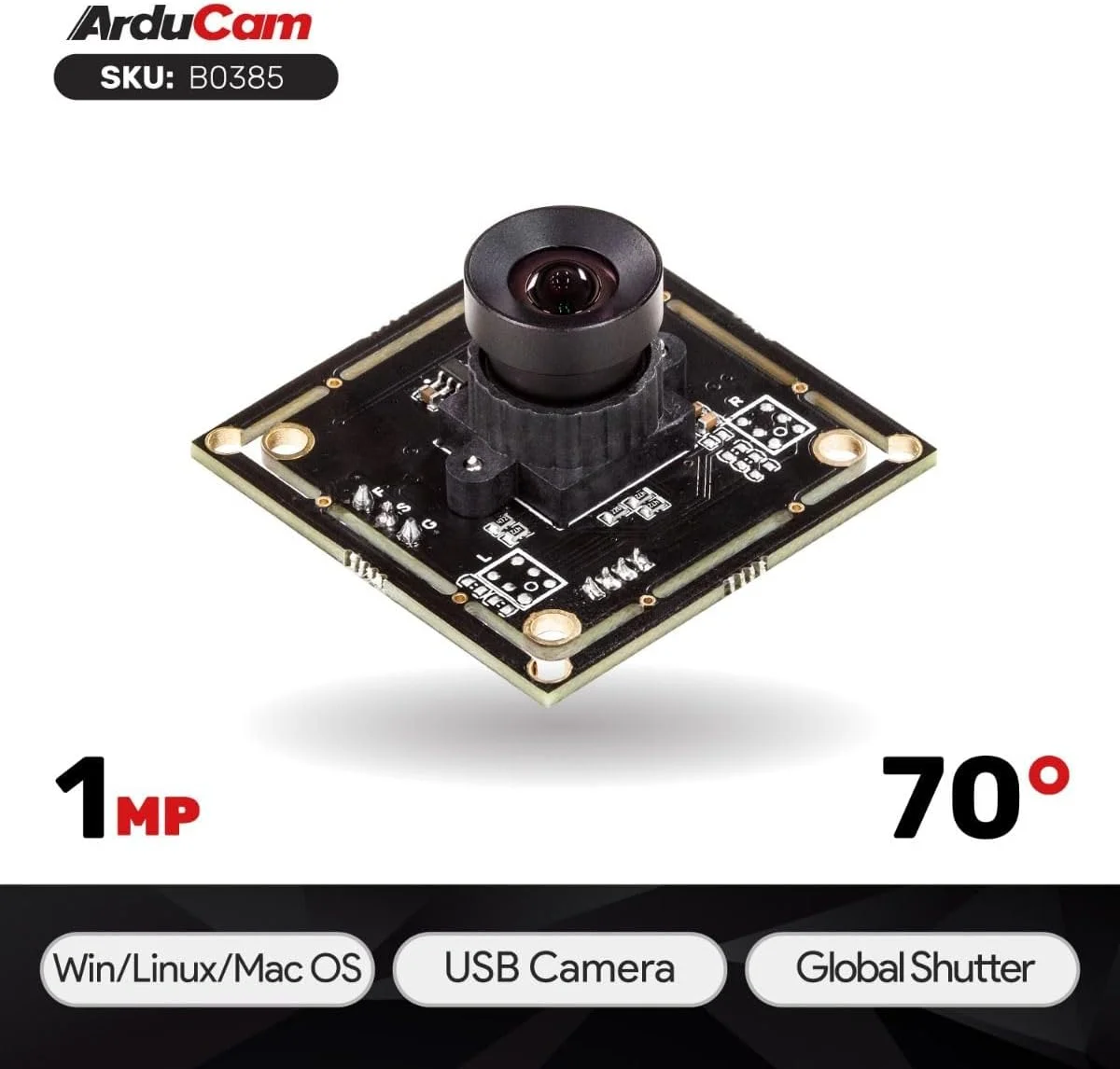 برد دوربین USB رنگی شاتر سراسری 100 فریم بر ثانیه Arducam، ماژول وب کم UVC با لنز M12 با اعوجاج کم و رزولوشن 1 مگاپیکسل بدون میکروفون برد دوربین USB رنگی شاتر سراسری 100 فریم بر ثانیه Arducam، ماژول وب کم UVC با لنز M12 با اعوجاج کم و رزولوشن 1 مگاپیکسل بدون میکروفون