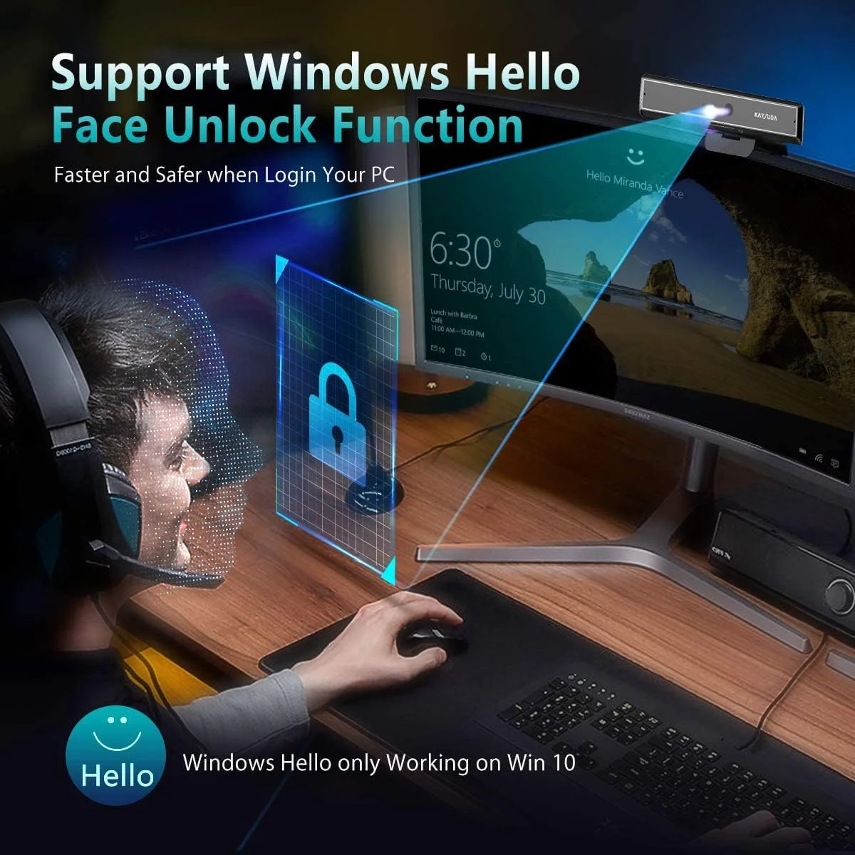 دوربین USB IR تشخیص چهره CA20 برای Windows Hello Windows 10، دوربین وب تا 1080P (سطح پایه) با میکروفون دوگانه Omni-directional برای کنفرانس ویدیویی و دفتر کار خانگی دوربین USB IR تشخیص چهره CA20 برای Windows Hello Windows 10، دوربین وب تا 1080P (سطح پایه) با میکروفون دوگانه Omni-directional برای کنفرانس ویدیویی و دفتر کار خانگی