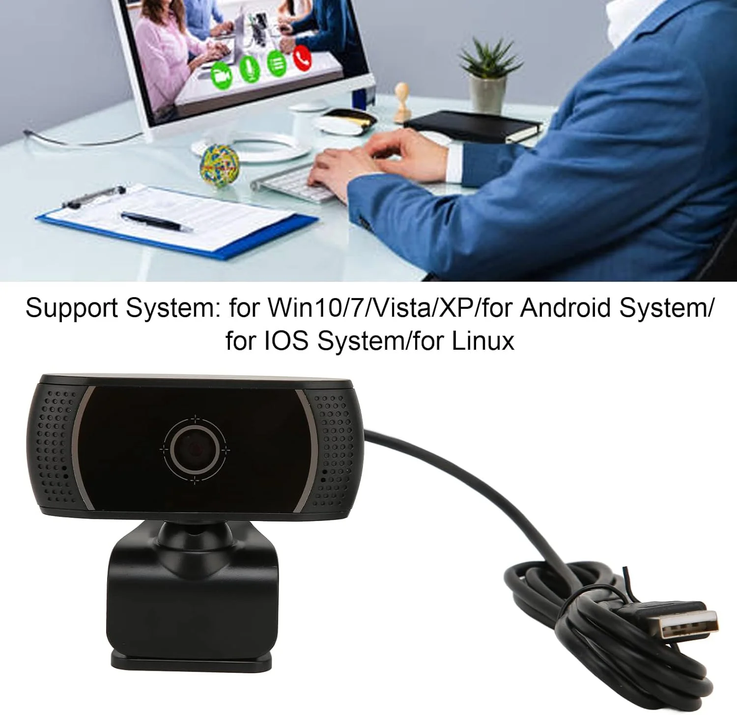 دوربین کامپیوتر USB 2.0، وب کم ویدیویی کامپیوتر 640 x 480 برای تماس و کنفرانس، وب کم کامپیوتر با چرخش 360 درجه انعطاف پذیر (C200 علامت داخلی مشکی) دوربین کامپیوتر USB 2.0، وب کم ویدیویی کامپیوتر 640 x 480 برای تماس و کنفرانس، وب کم کامپیوتر با چرخش 360 درجه انعطاف پذیر (C200 علامت داخلی مشکی)