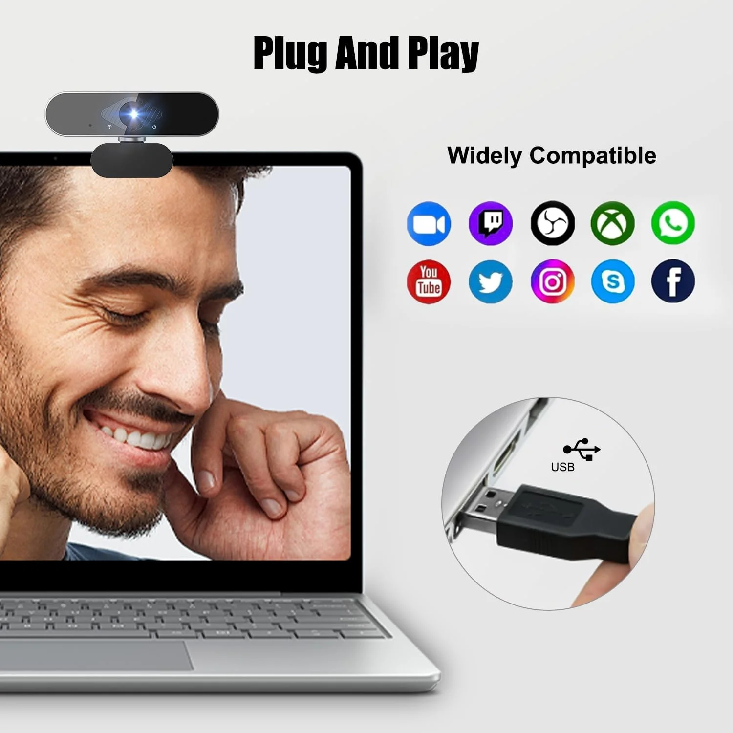 وب کم فول اچ دی 1080P با میکروفون داخلی، چرخش 360 درجه، برای کنفرانس ویدیویی، استریمینگ، زوم وب کم فول اچ دی 1080P با میکروفون داخلی، چرخش 360 درجه، برای کنفرانس ویدیویی، استریمینگ، زوم