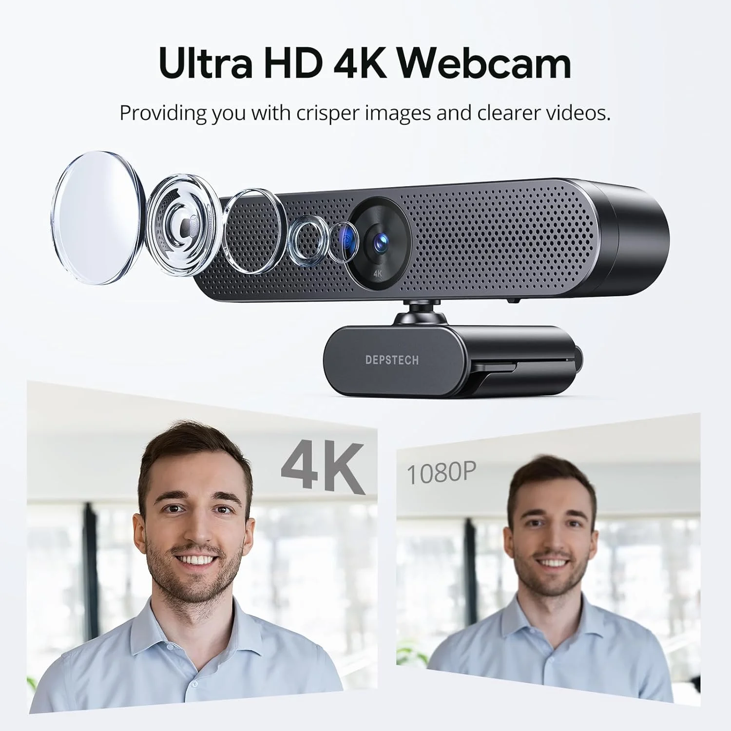 وب کم 4K دپستک با کنترل از راه دور، وب کم Ultra HD با میکروفون، حذف نویز، فوکوس خودکار، تصحیح نور کم، پوشش حریم خصوصی، دوربین وب برای PC/Mac/Laptop/Desktop/Zoom/Teams وب کم 4K دپستک با کنترل از راه دور، وب کم Ultra HD با میکروفون، حذف نویز، فوکوس خودکار، تصحیح نور کم، پوشش حریم خصوصی، دوربین وب برای PC/Mac/Laptop/Desktop/Zoom/Teams