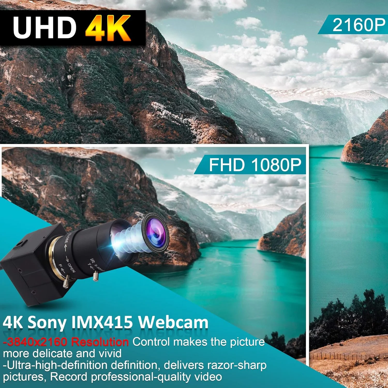 وب کم 4K مدل ELP، دوربین وب با زوم 2160P با لنز دستی 5-50 میلیمتری، دوربین فوقالعاده HD با فوکوس متغیر، اتصال آسان، دوربین کنفرانس وب برای ویندوز/لینوکس/اندروید USB 2.0 مدل USB4K03-SFV (5-50) وب کم 4K مدل ELP، دوربین وب با زوم 2160P با لنز دستی 5-50 میلیمتری، دوربین فوقالعاده HD با فوکوس متغیر، اتصال آسان، دوربین کنفرانس وب برای ویندوز/لینوکس/اندروید USB 2.0 مدل USB4K03-SFV (5-50)