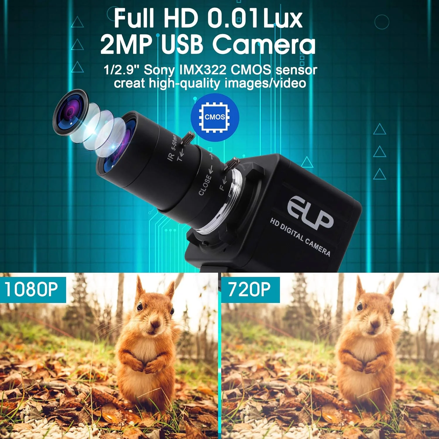 وبکم ELP FHD 1080P با لنز متغیر 5-50 میلیمتری، دوربین 2 مگاپیکسلی IMX323 با قابلیت اتصال آسان، نور کم 0.01Lux، دوربین لپتاپ PC USB سازگار با ویندوز/لینوکس USBFHD06H-MFV (5-50) وبکم ELP FHD 1080P با لنز متغیر 5-50 میلیمتری، دوربین 2 مگاپیکسلی IMX323 با قابلیت اتصال آسان، نور کم 0.01Lux، دوربین لپتاپ PC USB سازگار با ویندوز/لینوکس USBFHD06H-MFV (5-50)