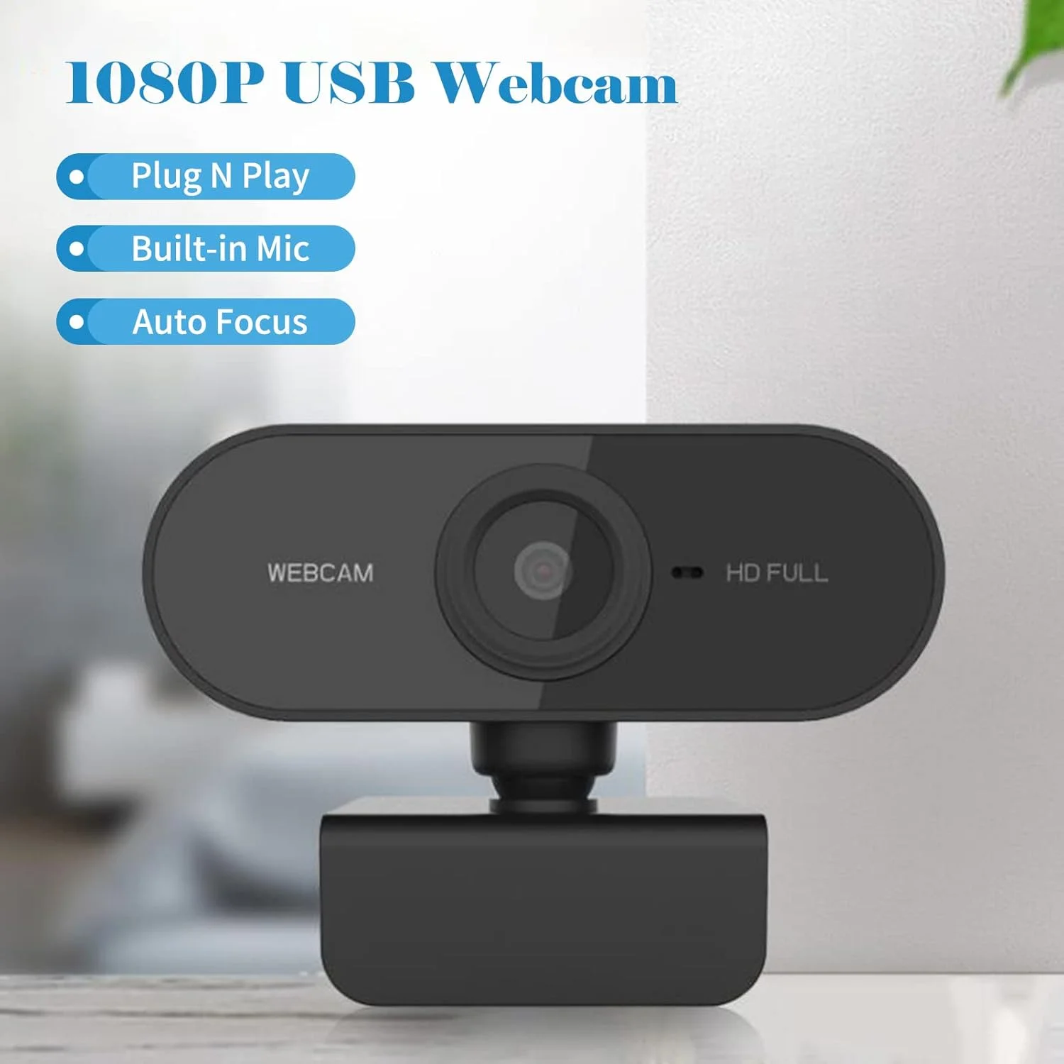 وب کم USB 1080P با میکروفون برای لپ تاپ و کامپیوتر، مناسب پخش زنده و تماس ویدیویی با قابلیت فوکوس خودکار و اتصال آسان