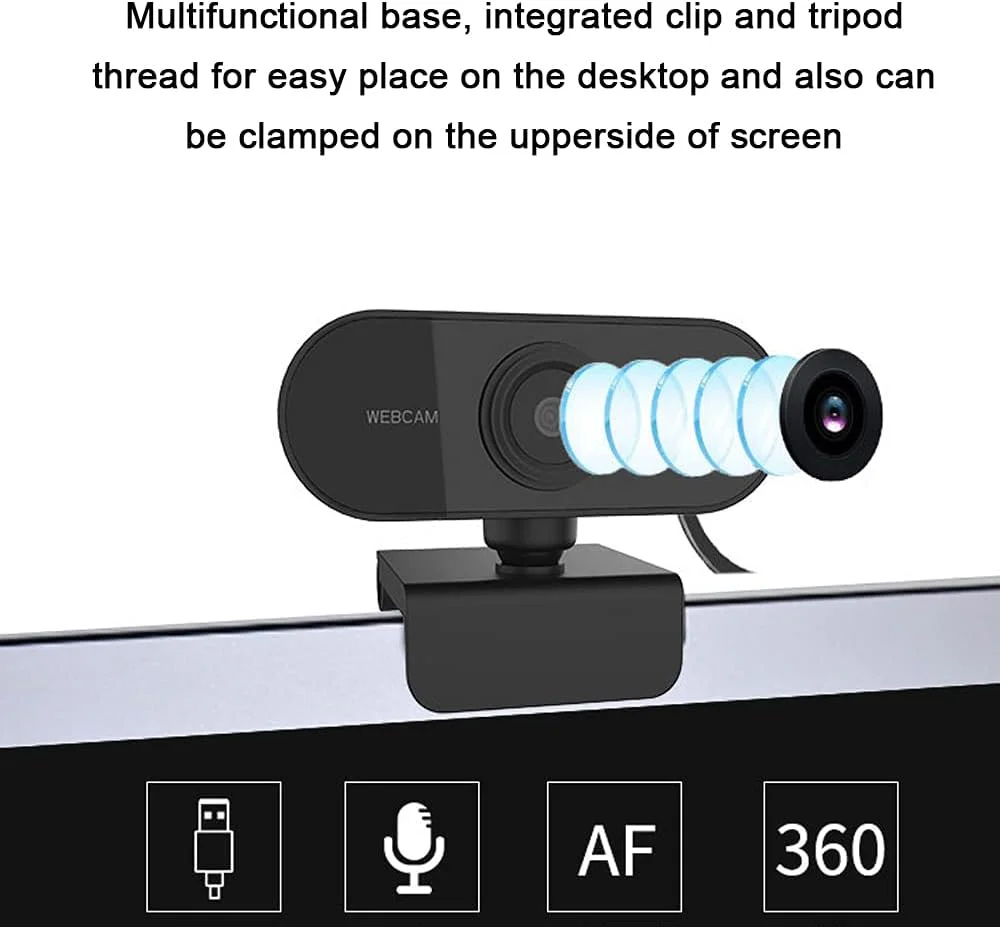 وب‌کم USB2.0 1080P با کیفیت 2 مگاپیکسل و میکروفون برای کامپیوتر و لپ‌تاپ