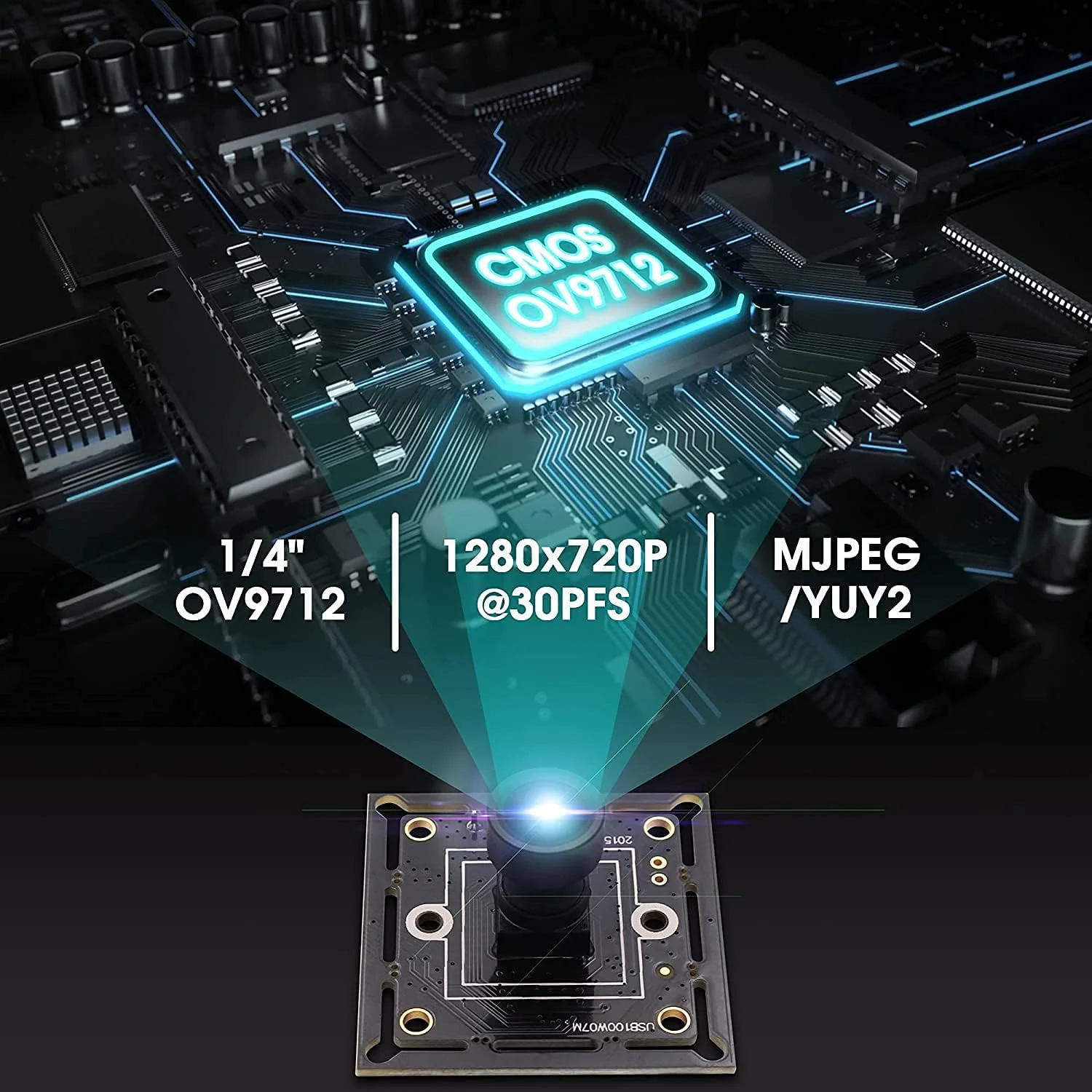 وب کم ELP HD USB 720p ماژول دوربین زاویه باز لینوکس/ویندوز با لنز 100 درجه M7