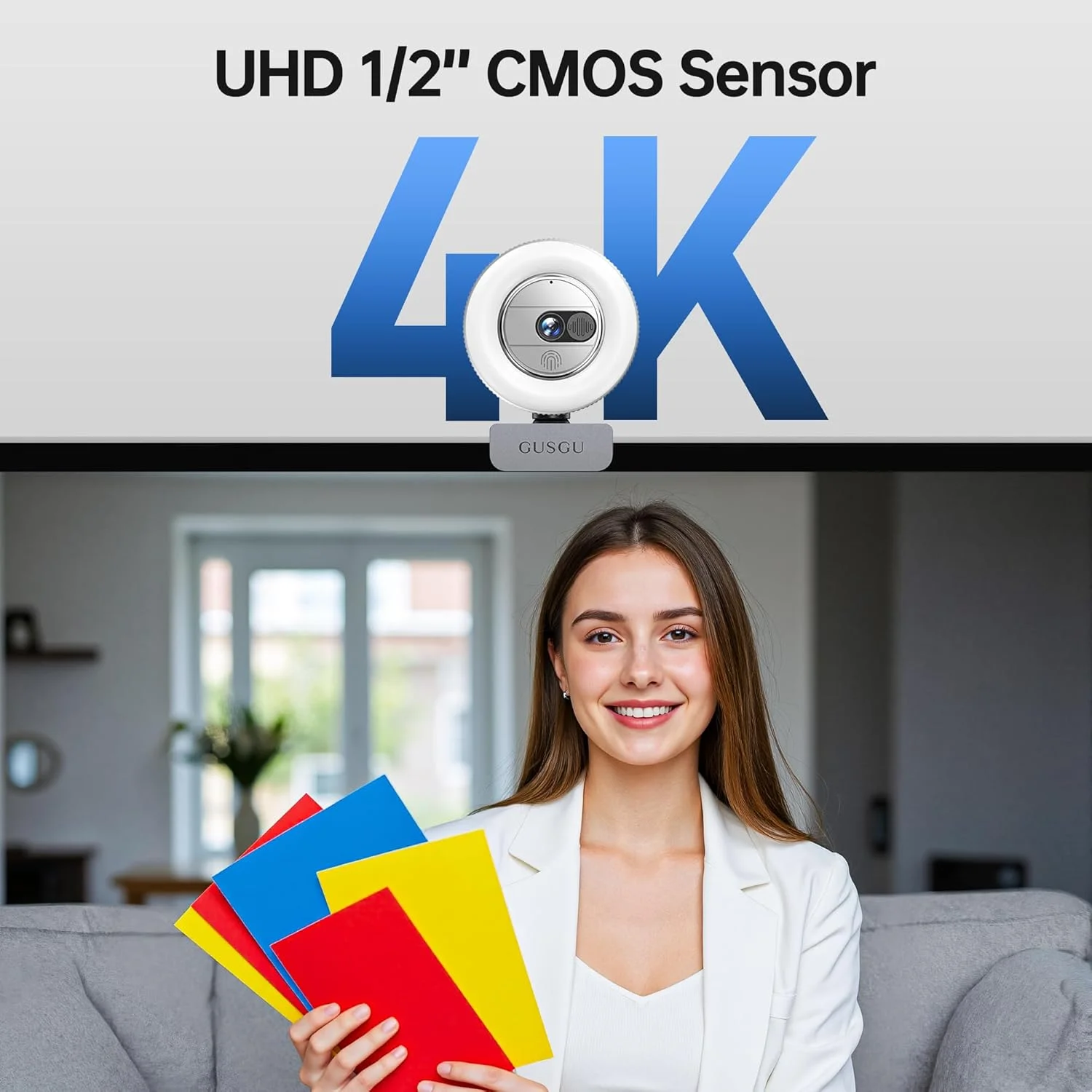 وب کم 4K Ultra HD مدل GUSGU G910 Pro برای کامپیوتر، فوکوس خودکار، دارای میکروفون، نور و پوشش حریم خصوصی، دوربین وب برای کامپیوتر رومیزی/لپ تاپ/مک بوک، دوربین استریم USB وب کم 4K Ultra HD مدل GUSGU G910 Pro برای کامپیوتر، فوکوس خودکار، دارای میکروفون، نور و پوشش حریم خصوصی، دوربین وب برای کامپیوتر رومیزی/لپ تاپ/مک بوک، دوربین استریم USB