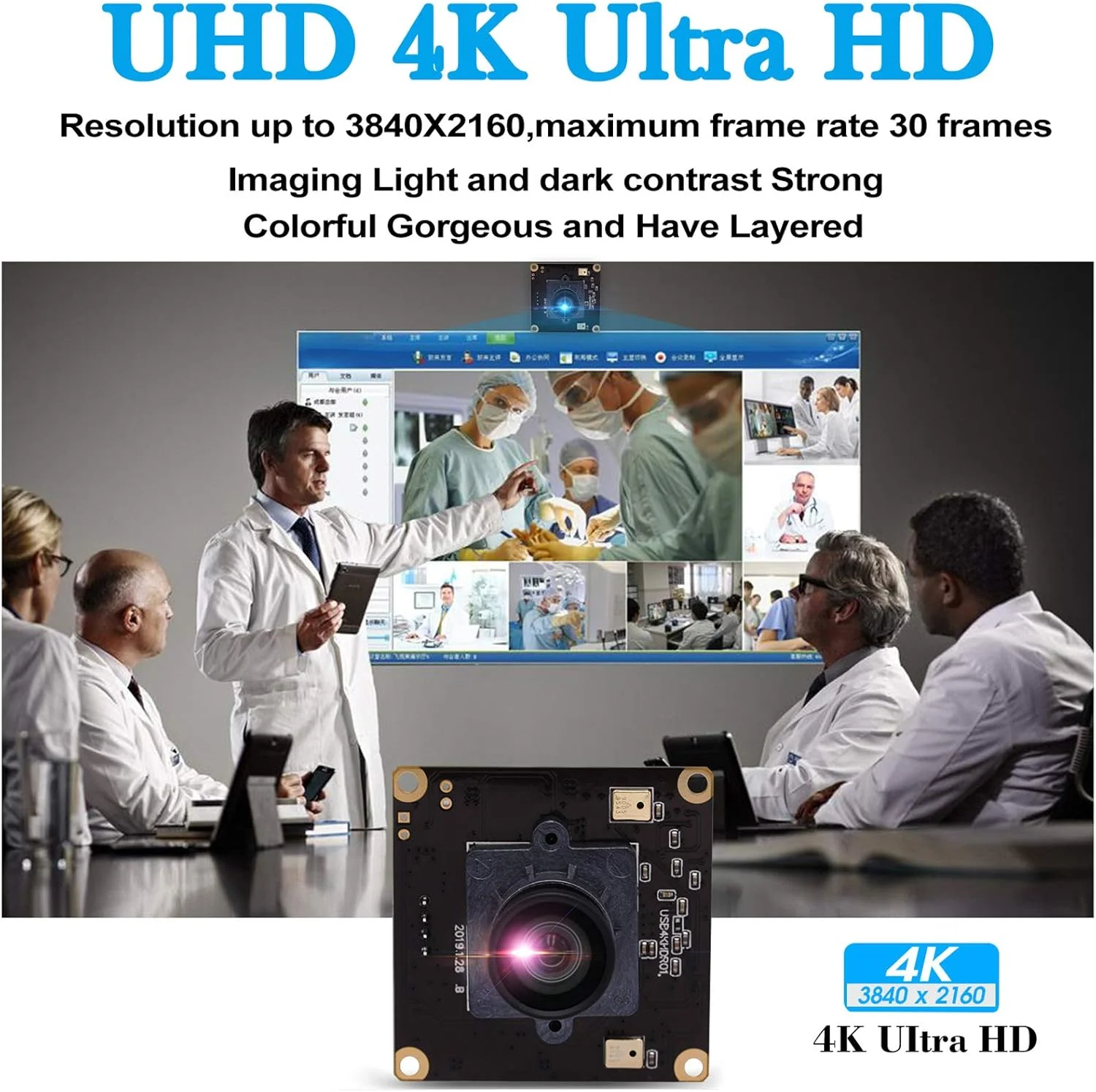 وب کم 4K هات پت، دوربین مینی USB با زاویه 100 درجه، وب کم Ultra HD 2160P با سنسور Sony IMX317، مینی کم با بدنه آلومینیومی، پشتیبانی از UVC، اتصال و پخش برای ویندوز، اندروید، مک، لینوکس