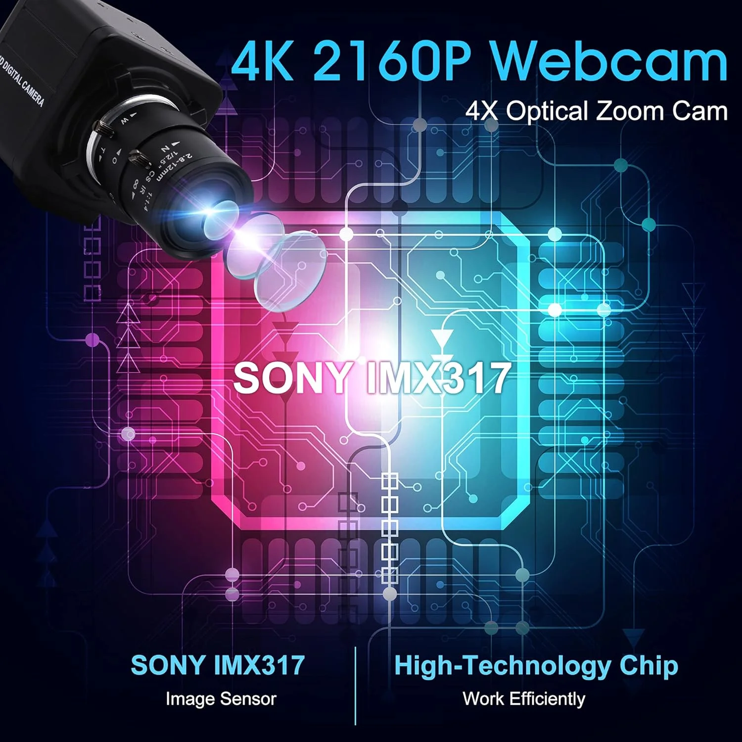 وب کم USB آی ایتس 4K Ultra HD با قابلیت تغییر فاصله کانونی FHD 2.8-12mm، وب کم مینی USB با رزولوشن 3840X2160@30fps با سنسور IMX317، وب کم کنفرانس زوم USB UVC بدون نیاز به درایور برای مک/ویندوز/لینوکس/رسپبری پای وب کم USB آی ایتس 4K Ultra HD با قابلیت تغییر فاصله کانونی FHD 2.8-12mm، وب کم مینی USB با رزولوشن 3840X2160@30fps با سنسور IMX317، وب کم کنفرانس زوم USB UVC بدون نیاز به درایور برای مک/ویندوز/لینوکس/رسپبری پای