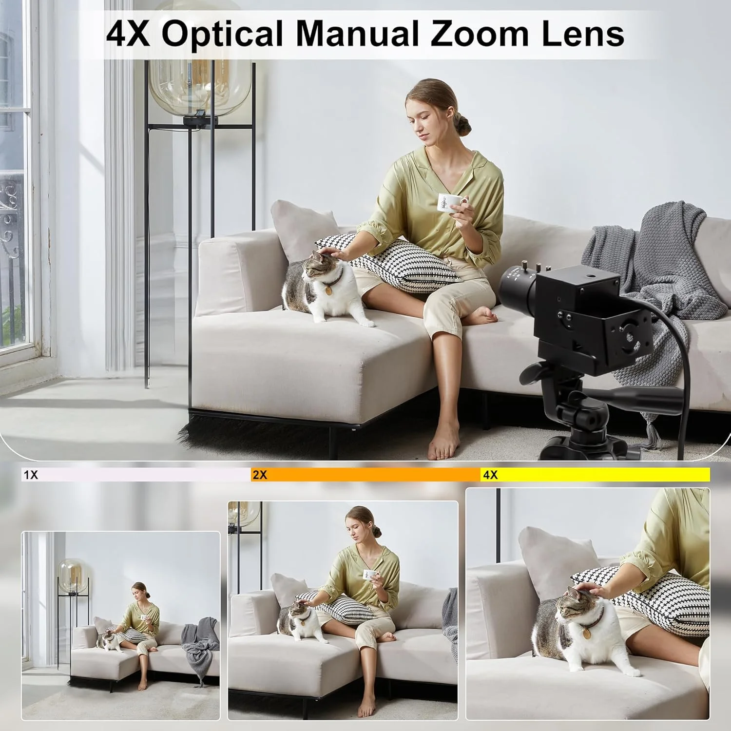 وب کم USB 4K IFWAETR با لنز زوم اپتیکال 4X 2.8-12 میلی‌متری 2160P OpenCV، وب کم زوم نزدیک و دور با دوربین کنفرانس ویدیویی برای کامپیوتر، لپ‌تاپ Jetson Nano، Raspberry Pi