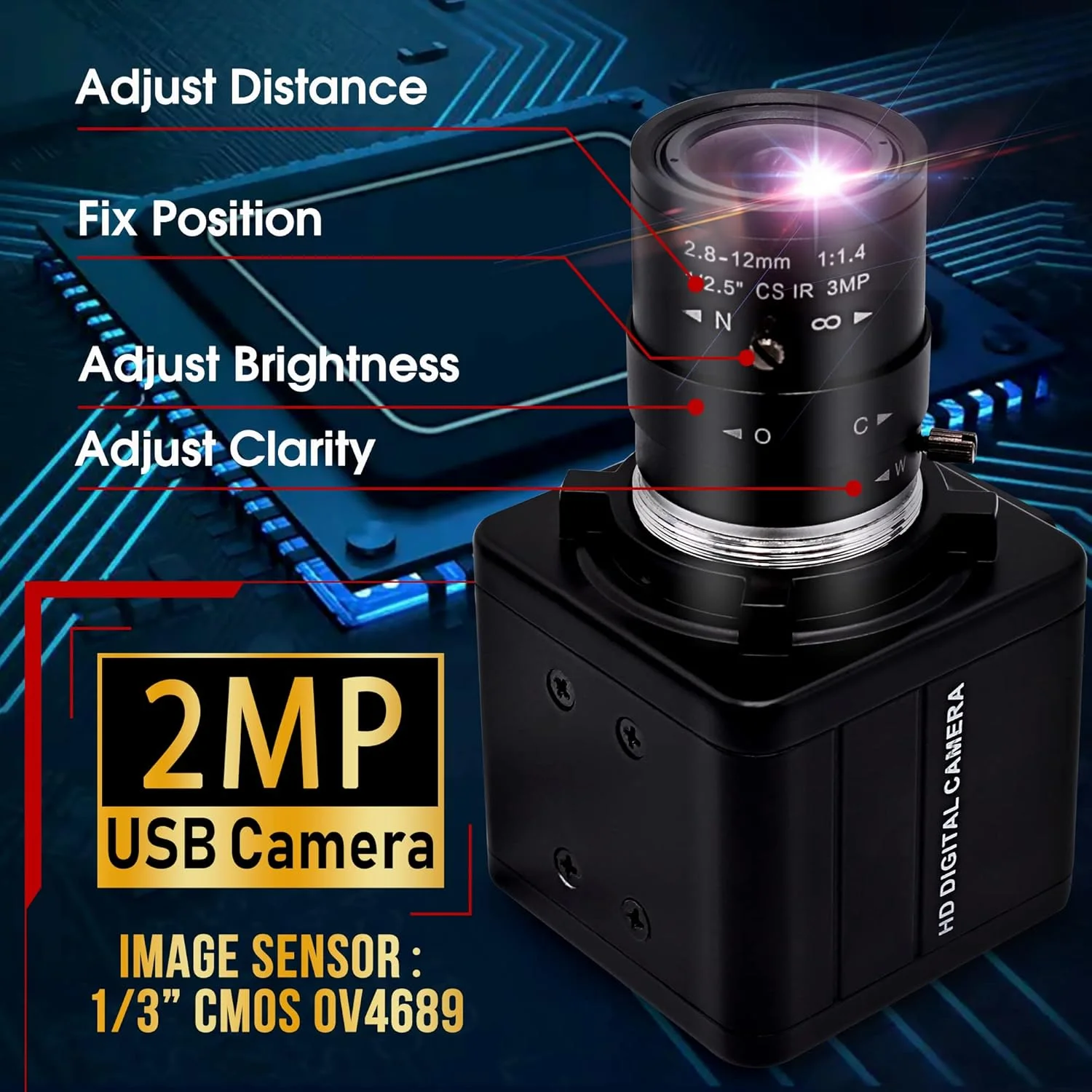 وب کم با فوکوس متغیر 260 فریم بر ثانیه، زوم اپتیکال 4X، لنز زوم دستی وریفوکال 1080P، دوربین وب USB با فوکوس متغیر، دوربین های نظارتی از نمای نزدیک