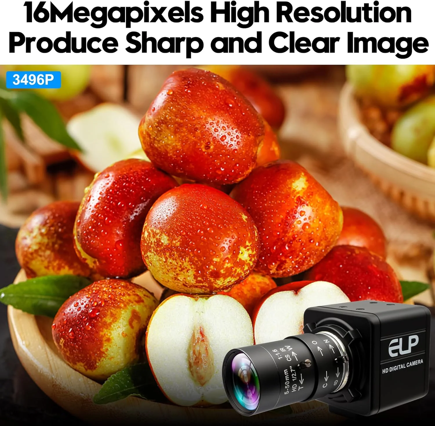 دوربین USB آیافواتر 16 مگاپیکسل با رزولوشن بالا 5K، وبکم USB با لنز واریفوکال دستی CS Mount 5-50mm، دوربین کلوزآپ OpenCV، بدون نیاز به درایور، اتصال آسان برای ویندوز، لینوکس، لپتاپ، جتسون نانو دوربین USB آیافواتر 16 مگاپیکسل با رزولوشن بالا 5K، وبکم USB با لنز واریفوکال دستی CS Mount 5-50mm، دوربین کلوزآپ OpenCV، بدون نیاز به درایور، اتصال آسان برای ویندوز، لینوکس، لپتاپ، جتسون نانو