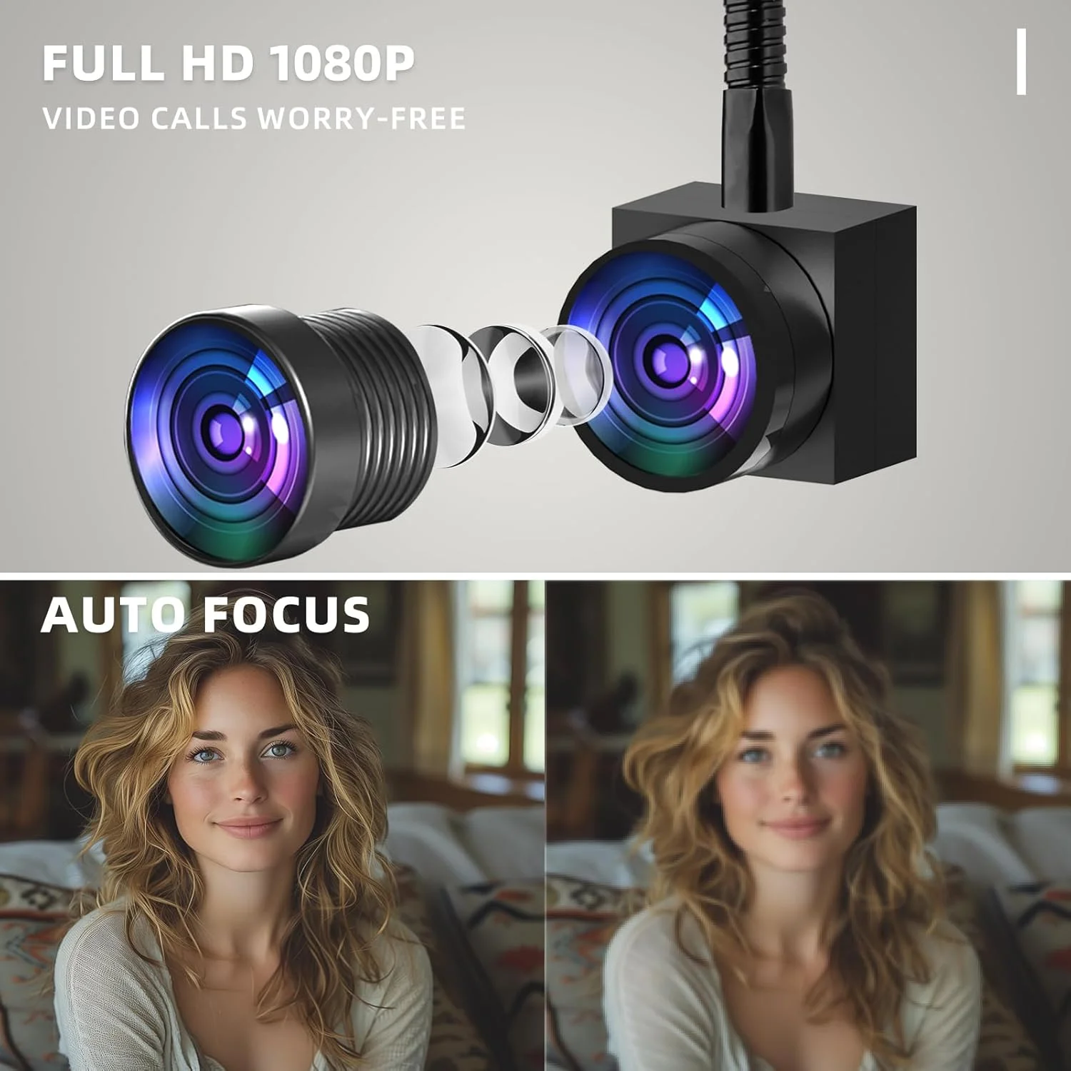 وبکم تماس چشمی با گیره کابل، دوربین صفحه میانی با فوکوس خودکار 1080P برای کنفرانس آنلاین، وبکم قابل تنظیم با میکروفون حذف نویز برای رایانه شخصی و لپتاپ وبکم تماس چشمی با گیره کابل، دوربین صفحه میانی با فوکوس خودکار 1080P برای کنفرانس آنلاین، وبکم قابل تنظیم با میکروفون حذف نویز برای رایانه شخصی و لپتاپ