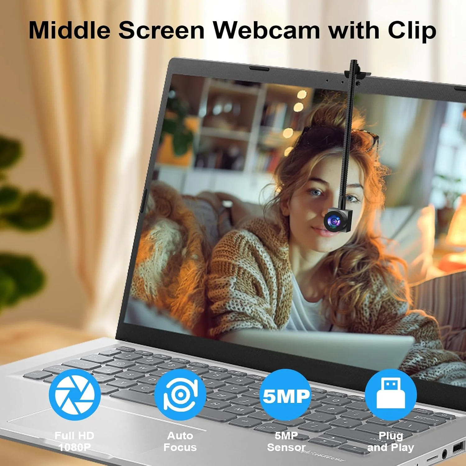 وبکم تماس چشمی با گیره کابل، دوربین صفحه میانی با فوکوس خودکار 1080P برای کنفرانس آنلاین، وبکم قابل تنظیم با میکروفون حذف نویز برای رایانه شخصی و لپتاپ وبکم تماس چشمی با گیره کابل، دوربین صفحه میانی با فوکوس خودکار 1080P برای کنفرانس آنلاین، وبکم قابل تنظیم با میکروفون حذف نویز برای رایانه شخصی و لپتاپ