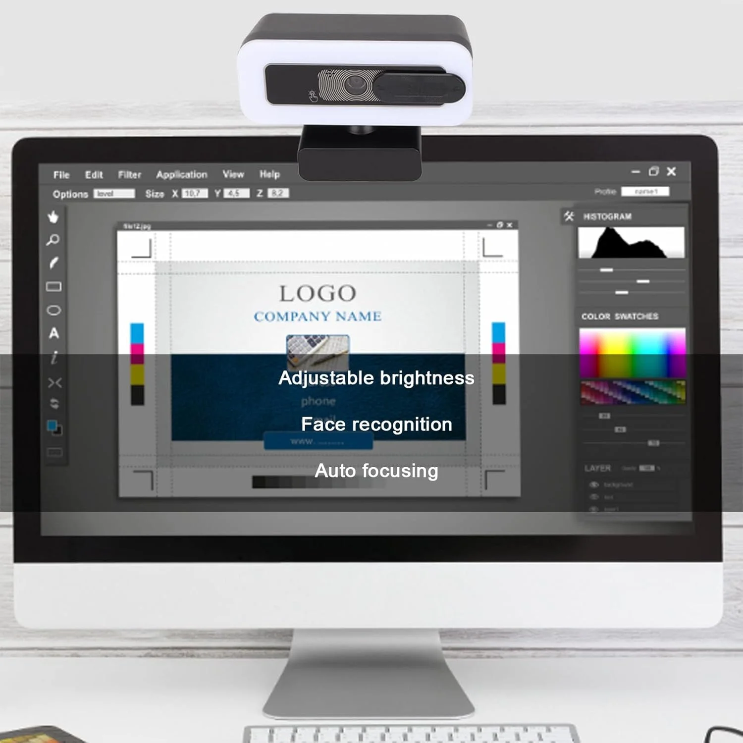 دوربین کامپیوتر، وب کم با فوکوس خودکار USB 2.0 با رزولوشن 2560 x 1920، میکروفون داخلی، روشنایی قابل تنظیم، اتصال آسان، برای ضبط، تماس، کنفرانس، بازی