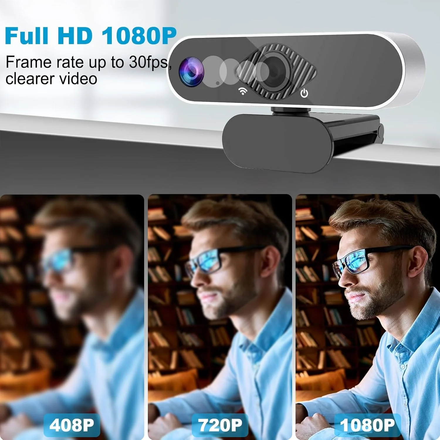 وب کم USB، دوربین وب با کیفیت 1080P Full HD با میکروفون، اتصال آسان، تصحیح نور خودکار، چرخش 360 درجه، وب کم استریم USB برای کامپیوتر، لپ تاپ، مک، کلاس های آنلاین، تماس تصویری، کنفرانس، بازی