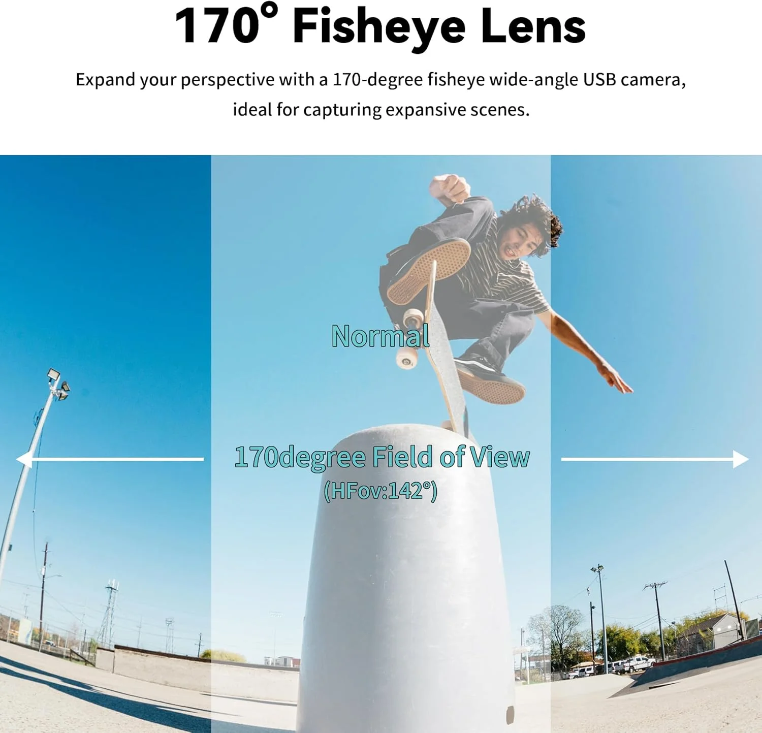 وب کم USB با حسگر 5 مگاپیکسلی و لنز فیش آی 170 درجه، مناسب برای اسکایپ/زوم/فیس تایم/هنگ اوت، سازگار با کامپیوتر/لپ تاپ/رسپبری پای