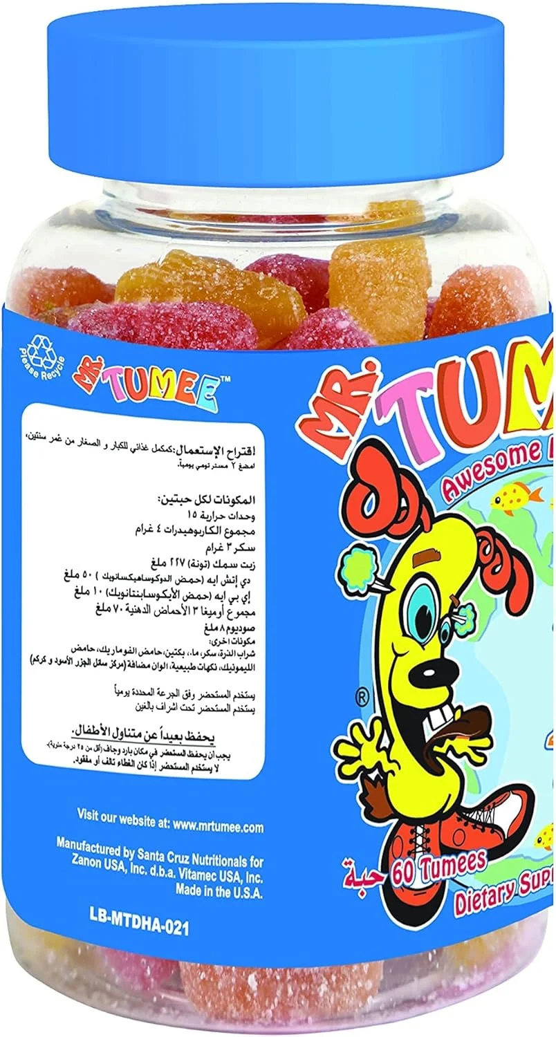 پاستیل امگا 3 DHA آقای تامی، طعم لیمو/پرتقال/توت فرنگی، 60 عددی