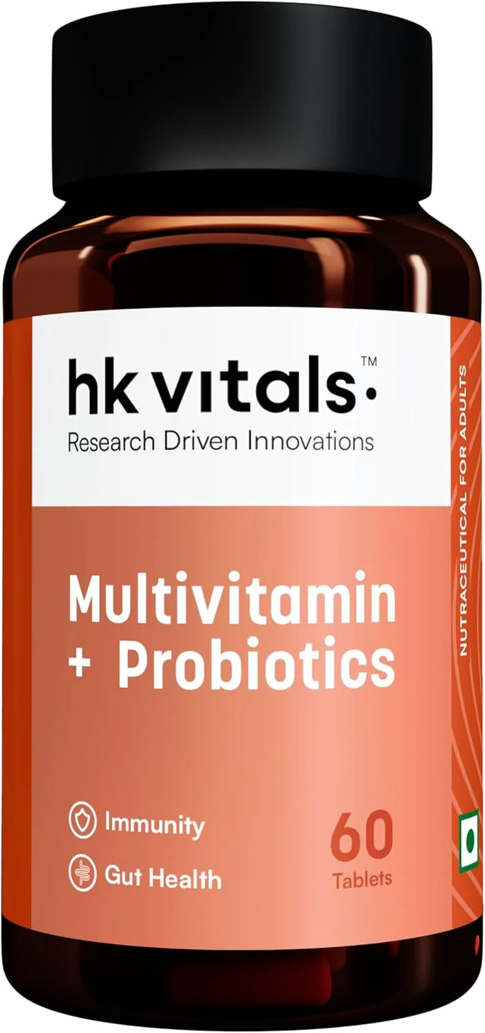 اچ کی ویتالز مولتی ویتامین پلاس پروبیوتیک (60 قرص) | برای آقایان و بانوان | ویتامین C، ویتامین B، ویتامین D و زینک، پشتیبانی از ایمنی و سلامت روده