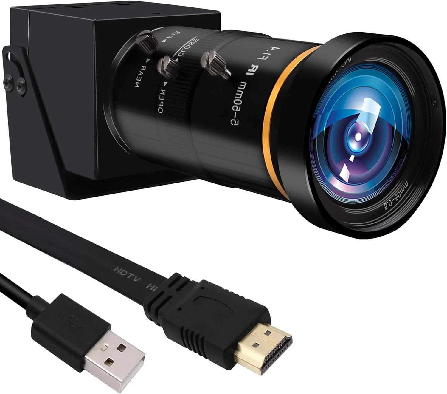 وب کم MMlove HDMI USB Camera 4K UHD 30FPS با زوم اپتیکال 10 برابر، خروجی دوگانه USB/HDMI، زوم دستی 5-50 میلی متری، H.264، زوم دیجیتال 2 برابری، وب کم استریمینگ برای کنفرانس/کلاس ها، Raspberry Pi