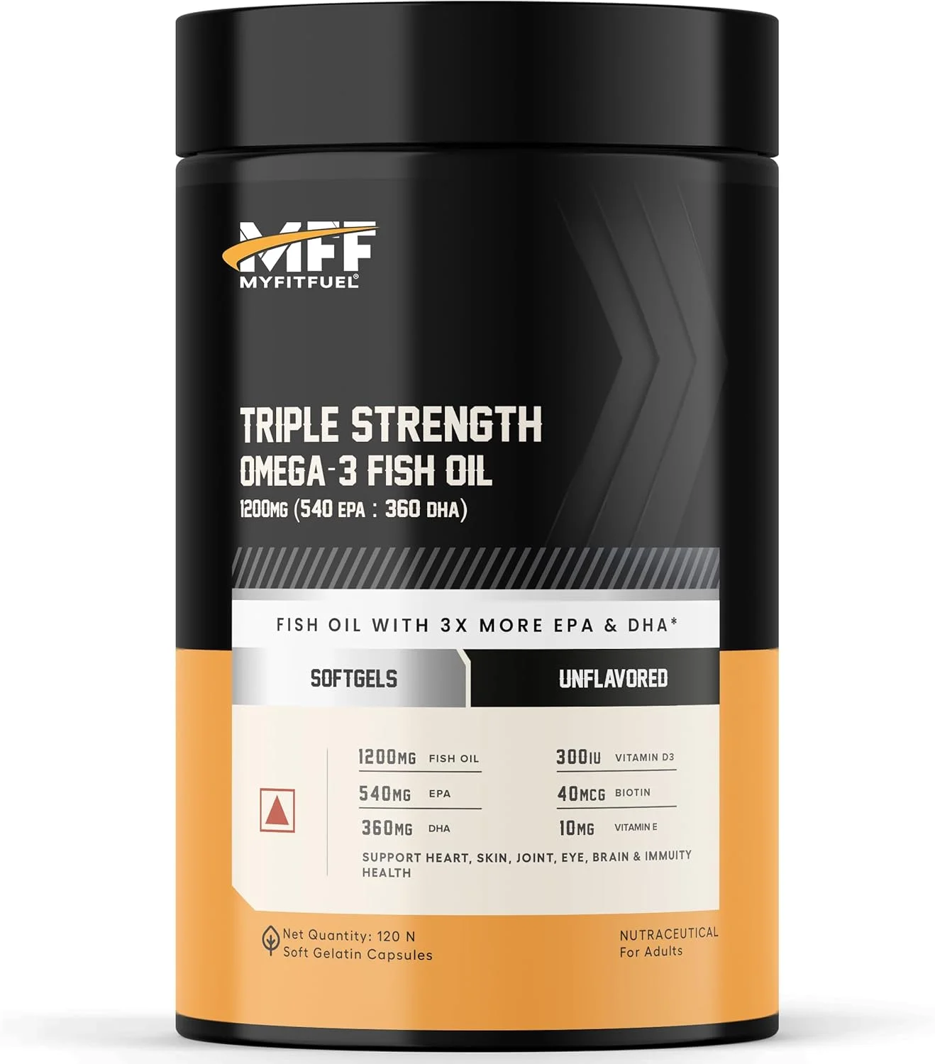 روغن ماهی امگا 3 با ویتامین ها، 1200 میلی گرم (540 EPA و 360 DHA) در هر سافت ژل | 2400 میلی گرم امگا (1080 EPA، 720 DHA) در هر 2 سافت ژل | 3 برابر امگا برای آقایان و بانوان، بدون بوی ماهی، 120 سافت ژل
