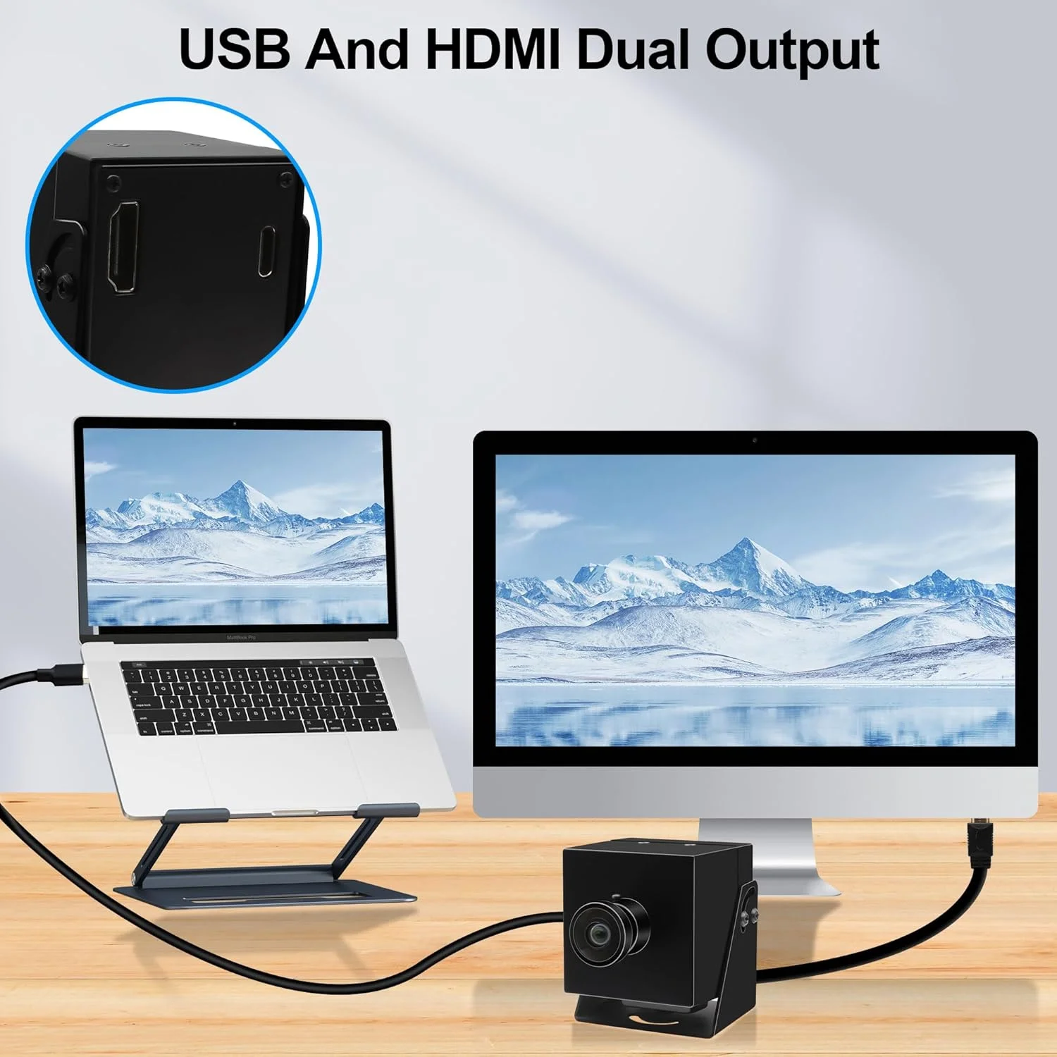 دوربین 4K HDMI با سرعت بالا 60FPS، دوربین USB وب کم 8 مگاپیکسلی استریمینگ با لنز زاویه باز 120 درجه، زوم دیجیتال 2X خروجی همزمان، دوربین کلوزآپ Lightburn برای لپ تاپ PC