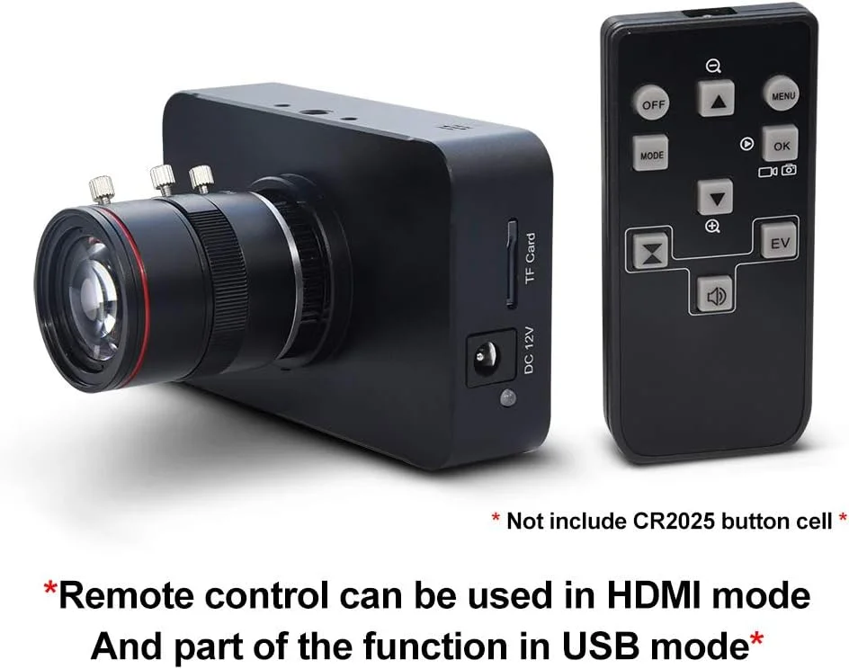 دوربین 12 مگاپیکسلی HDMI با قابلیت استریمینگ USB HD 1080P، دوربین صنعتی با مانت C/CS و ضبط 4K@30FPS به همراه لنز زوم دستی 6-12 میلی‌متری بدون اعوجاج