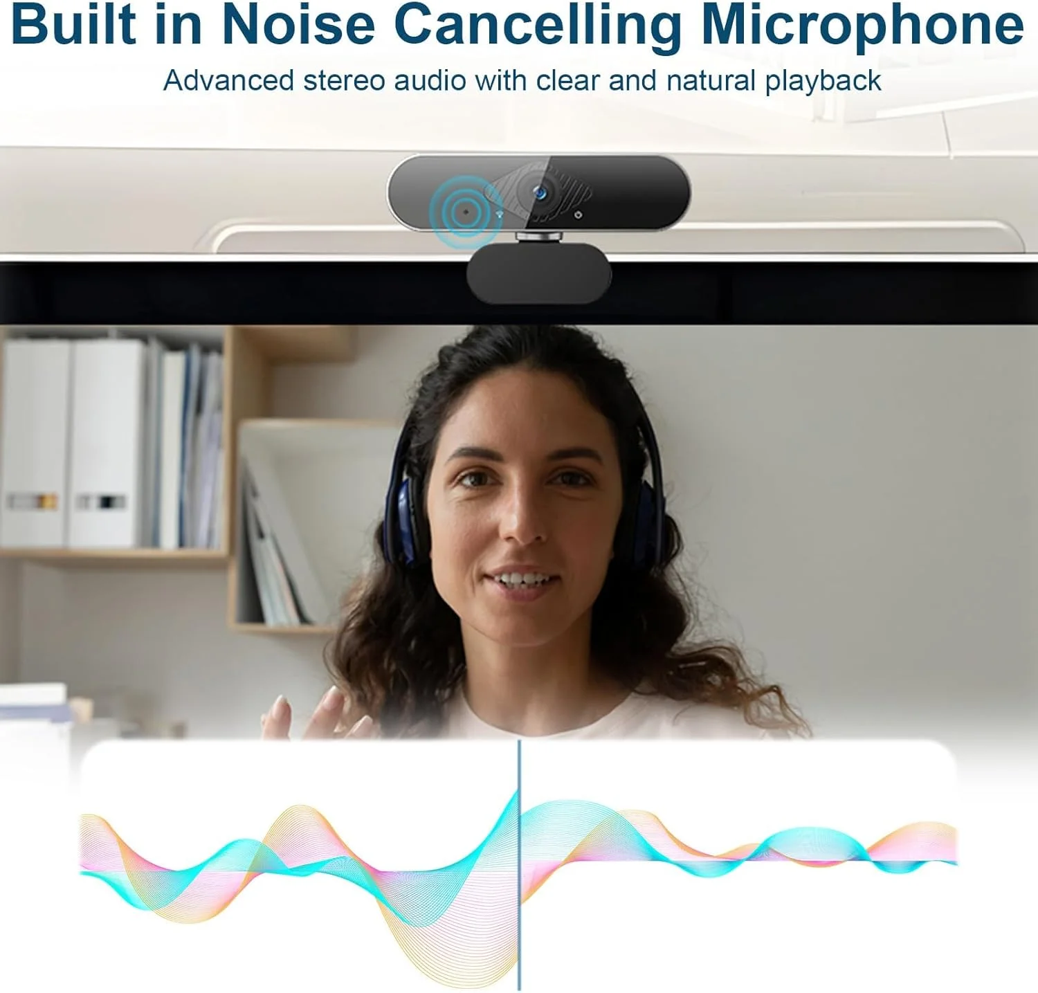 وب کم برای کامپیوتر با میکروفون، وب کم USB فول اچ دی 1080P با میکروفون و تنظیم نور خودکار، وب کم 360 درجه قابل تنظیم برای کامپیوتر، لپ تاپ، استریمینگ، بازی، تماس های زوم (مشکی)