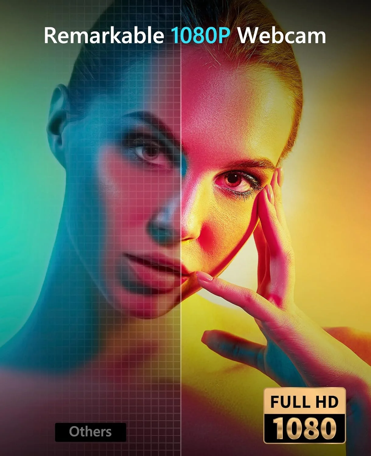 وب کم استریمینگ NBPOWER 1080P 60FPS با میکروفون و نور RGB، فوکوس خودکار، سازگار با لپ تاپ/کامپیوتر رومیزی/ویندوز/مک