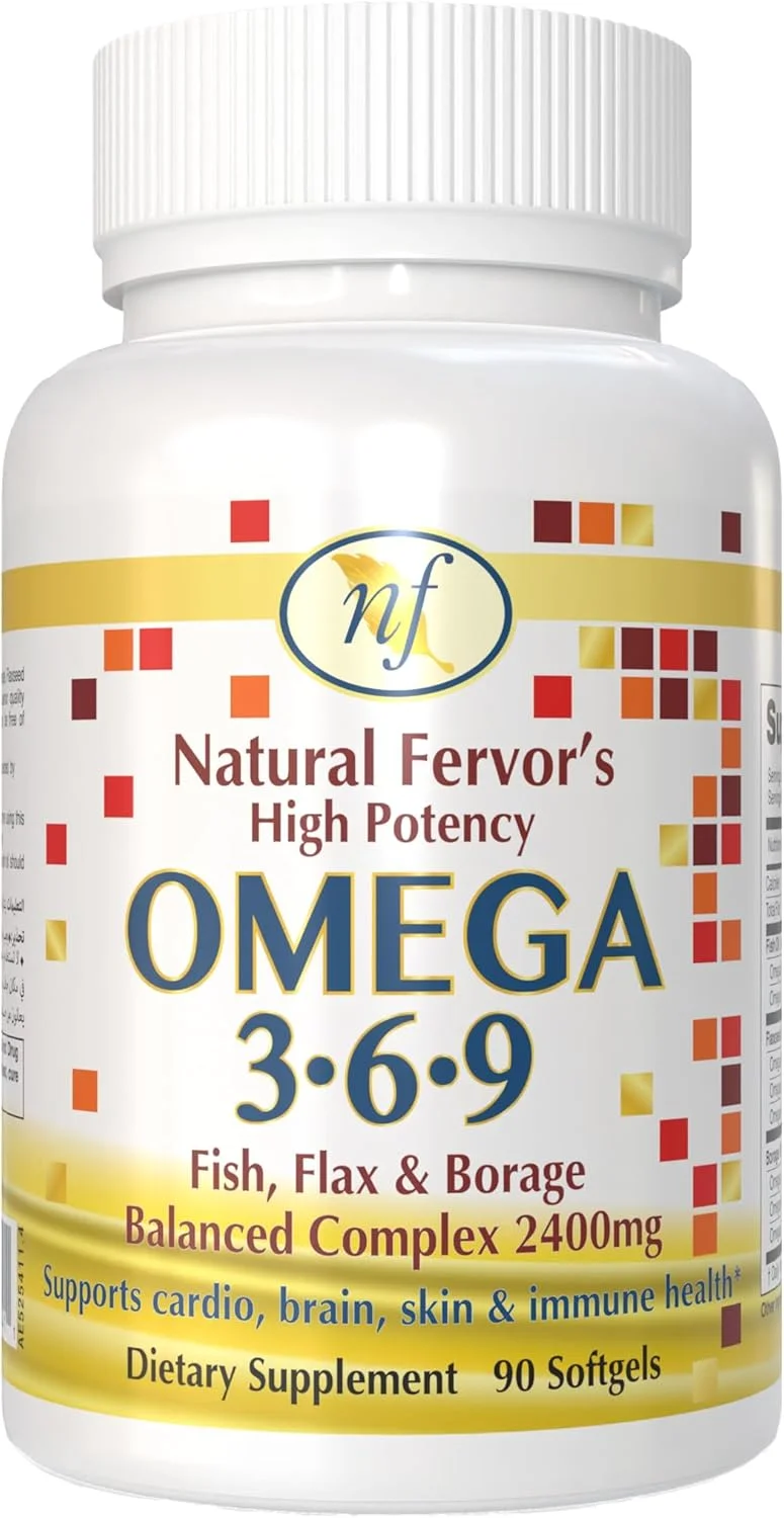کمپلکس روغن ماهی امگا 3.6.9، دانه کتان و گل گاوزبان Natural Fervor، 90 سافت ژل