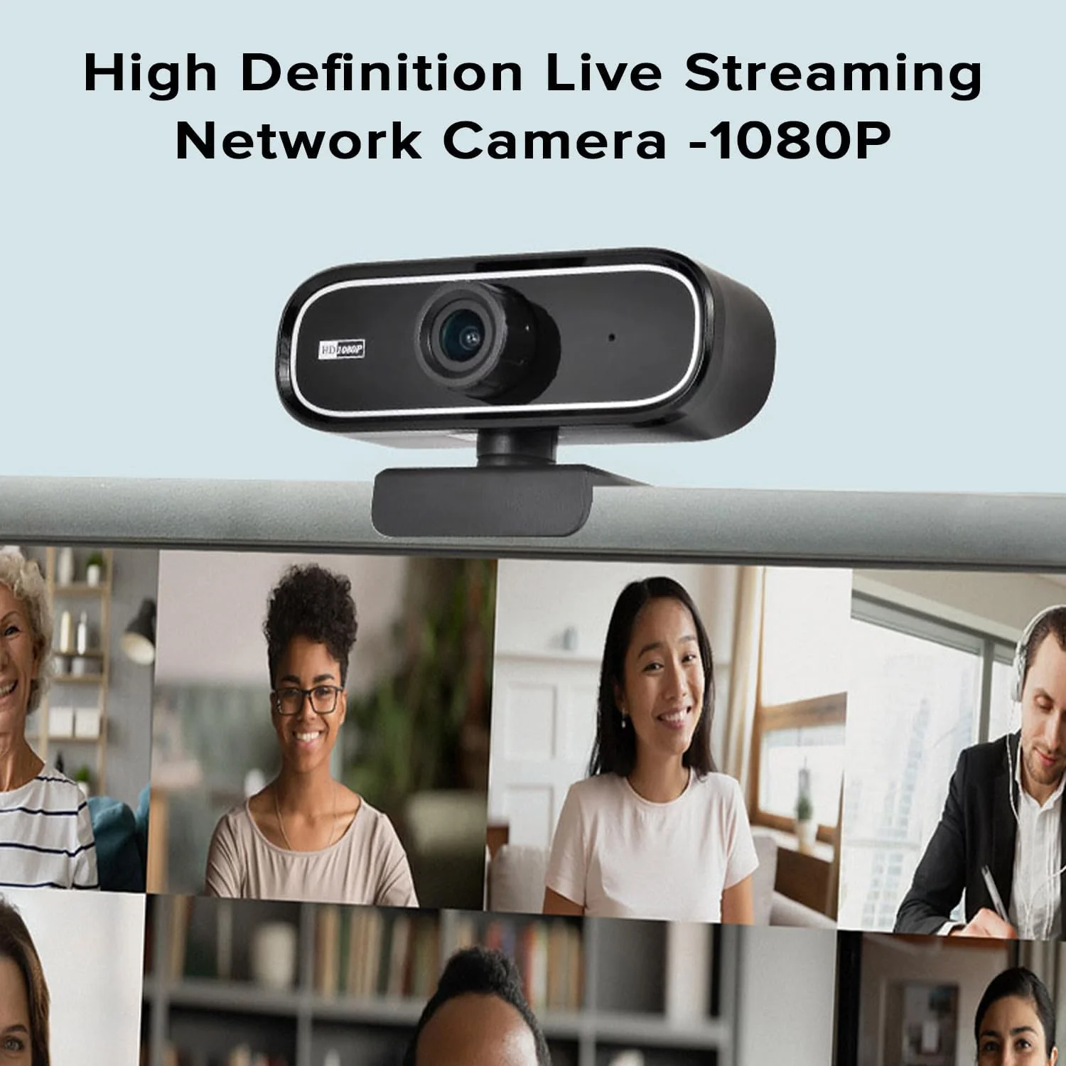 وب‌کم 1080P Necomi با میکروفون حذف نویز، جلوه ویدیویی با کیفیت بالا با نرخ فریم 30، تنظیم دستی برای فوکوس دور و نزدیک، تماس ویدیویی برای رایانه شخصی رومیزی یا لپ‌تاپ