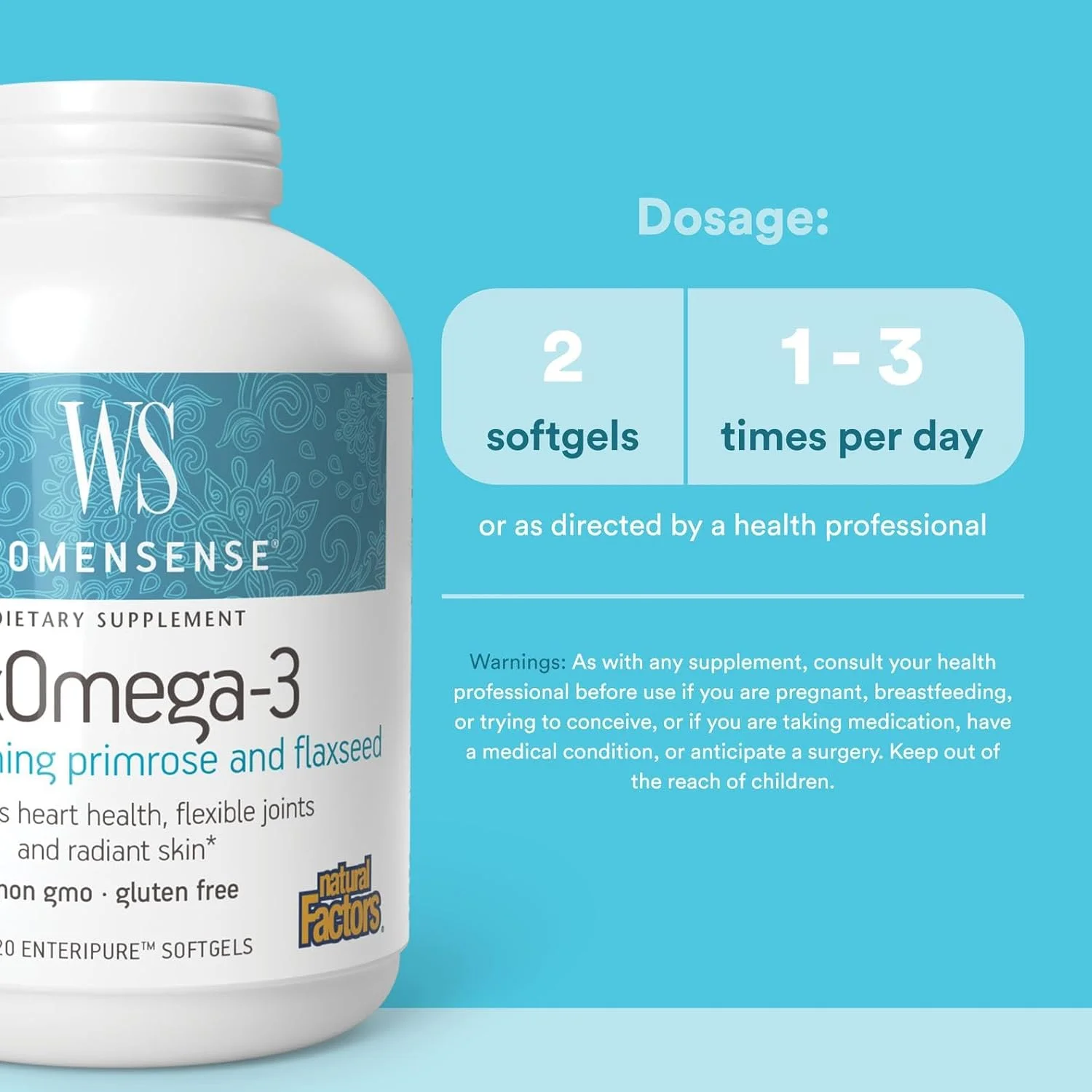 نچرال فاکتورز Women Sense RxOmega-3، 120 سافت ژل Enteripure نچرال فاکتورز Women Sense RxOmega-3، 120 سافت ژل Enteripure