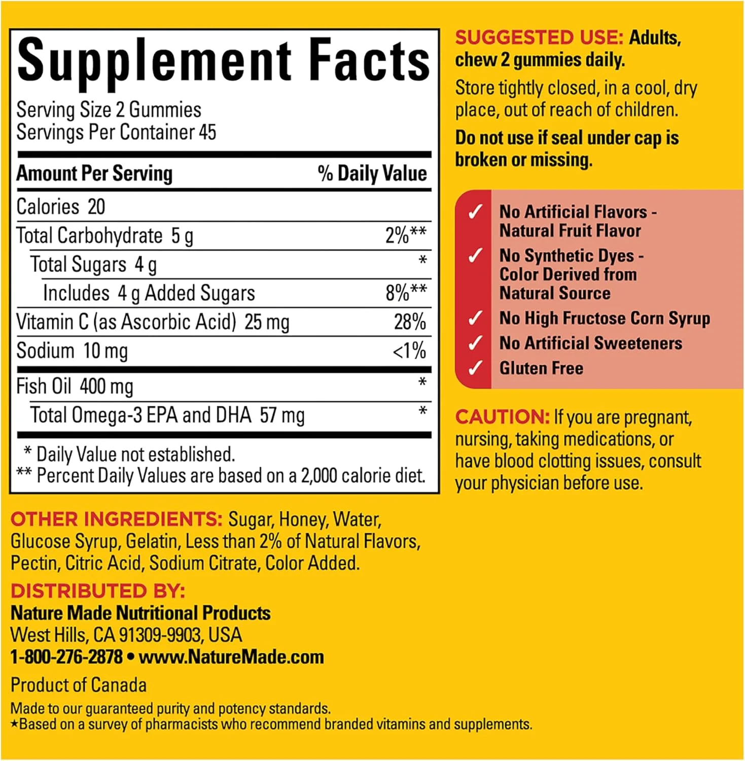 پاستیل روغن ماهی Nature Made با امگا 3 های مفید برای قلب 57 میلی گرم، با طعم های لذیذ توت فرنگی، لیمو و پرتقال، 90 عدد